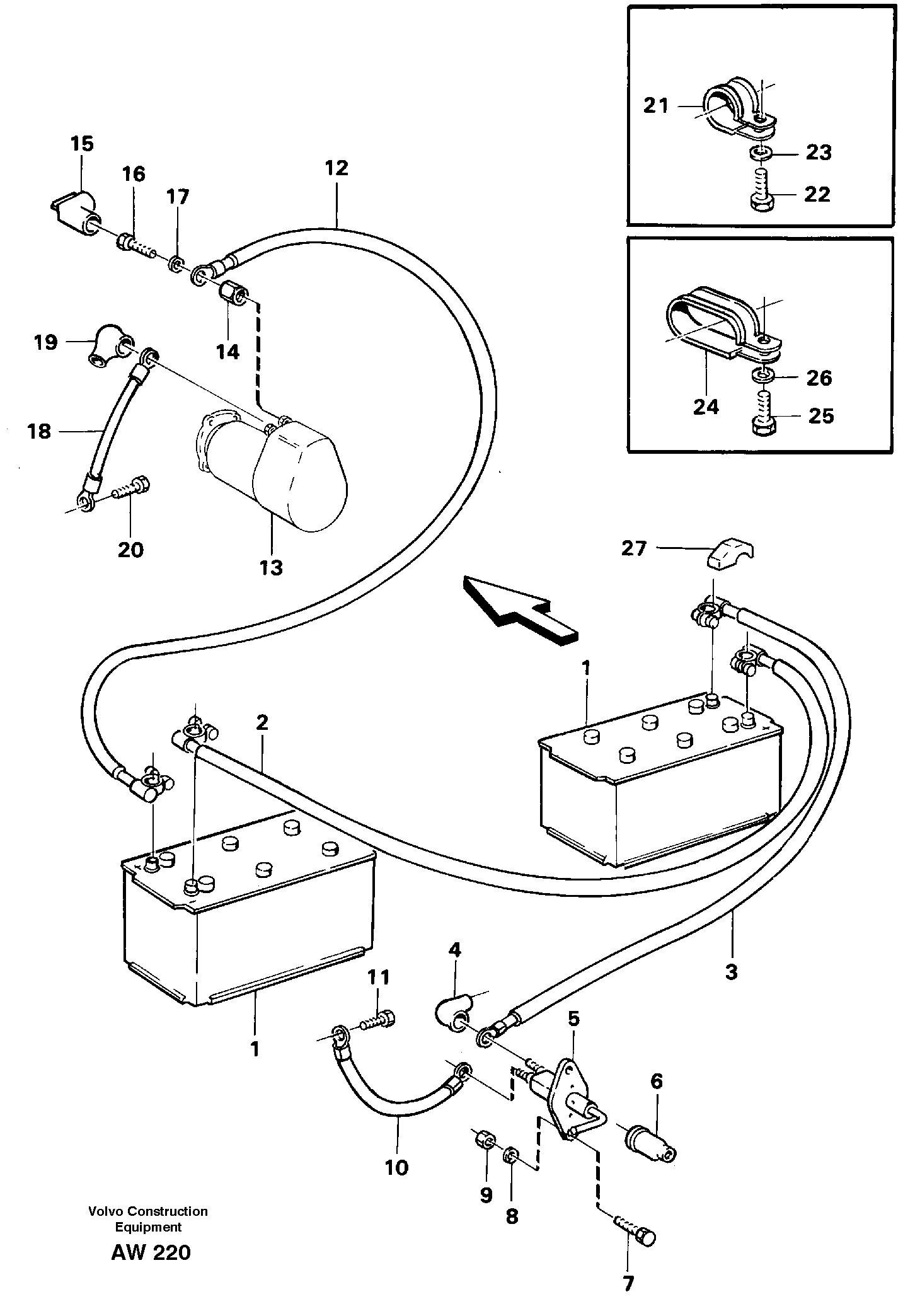 Battery with assembling details — volvo parts diagram