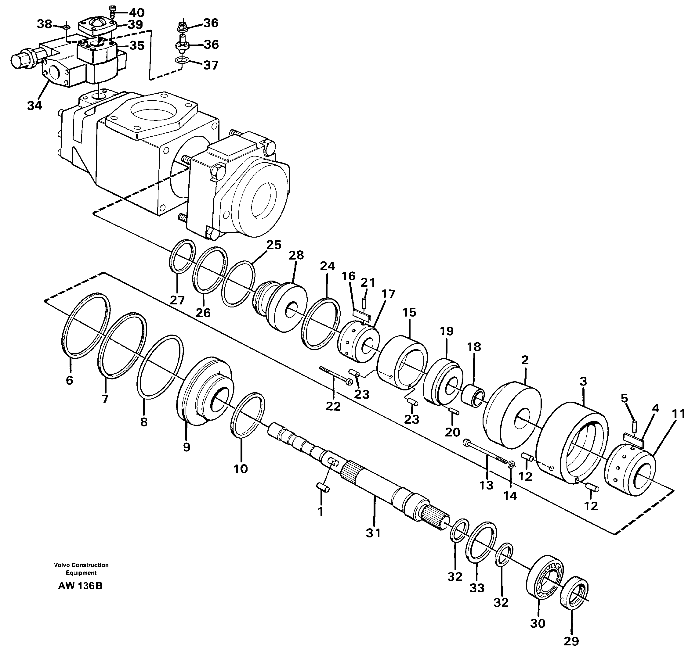 Hydraulic pump  STD SER NO - 2824, 2826 - 2848, 2850 - 3000. — volvo parts diagram