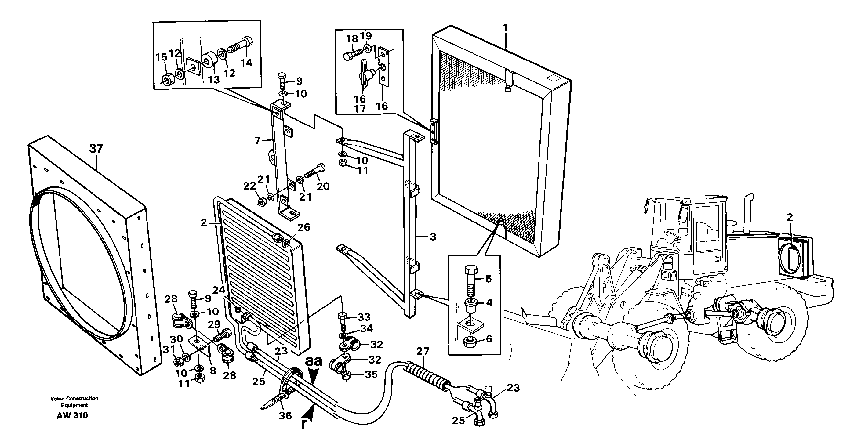 Condenser with fitting parts.  92792,   93448 — volvo parts diagram