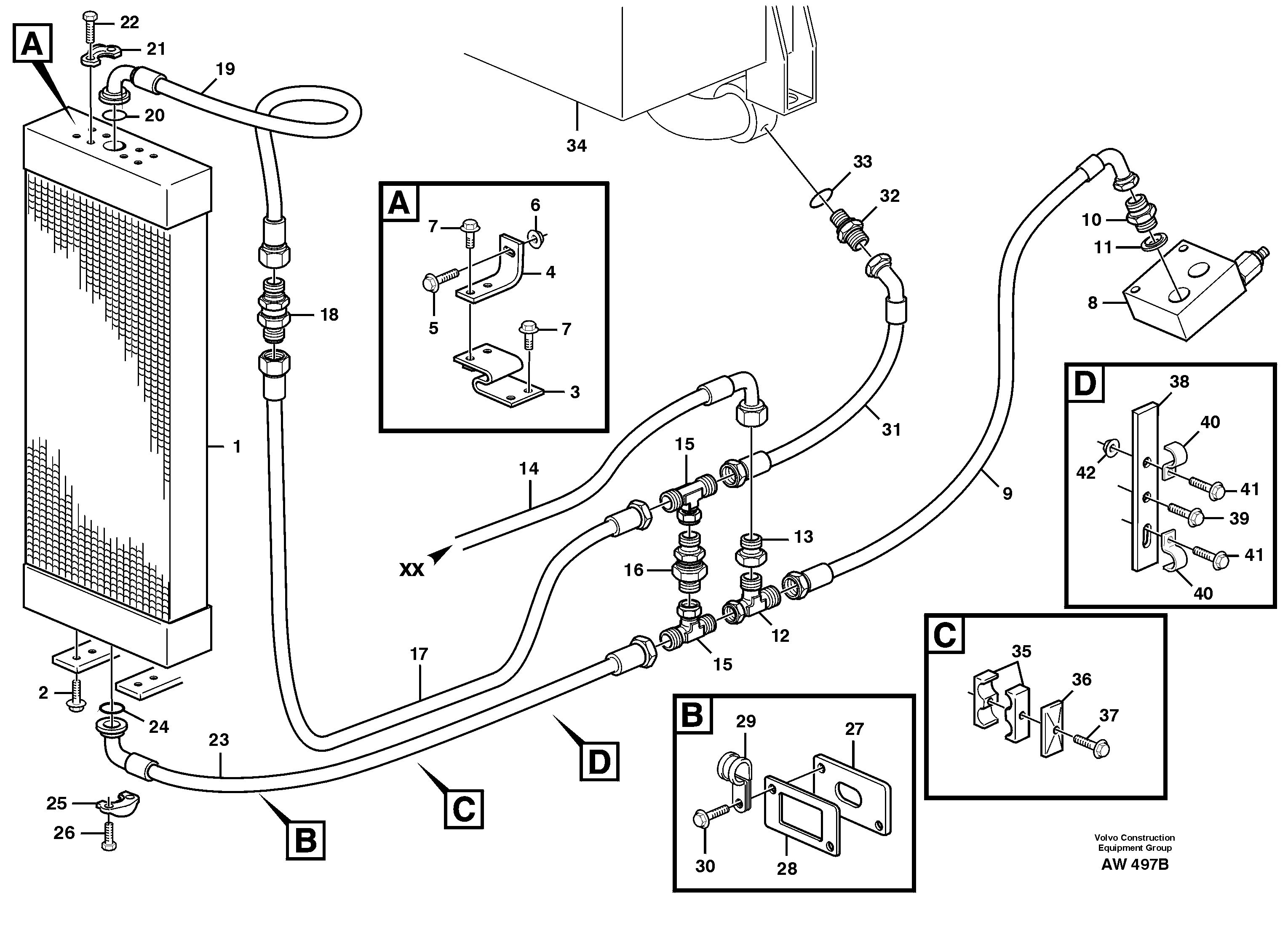 Hydraulic oil-cooler. — volvo parts diagram