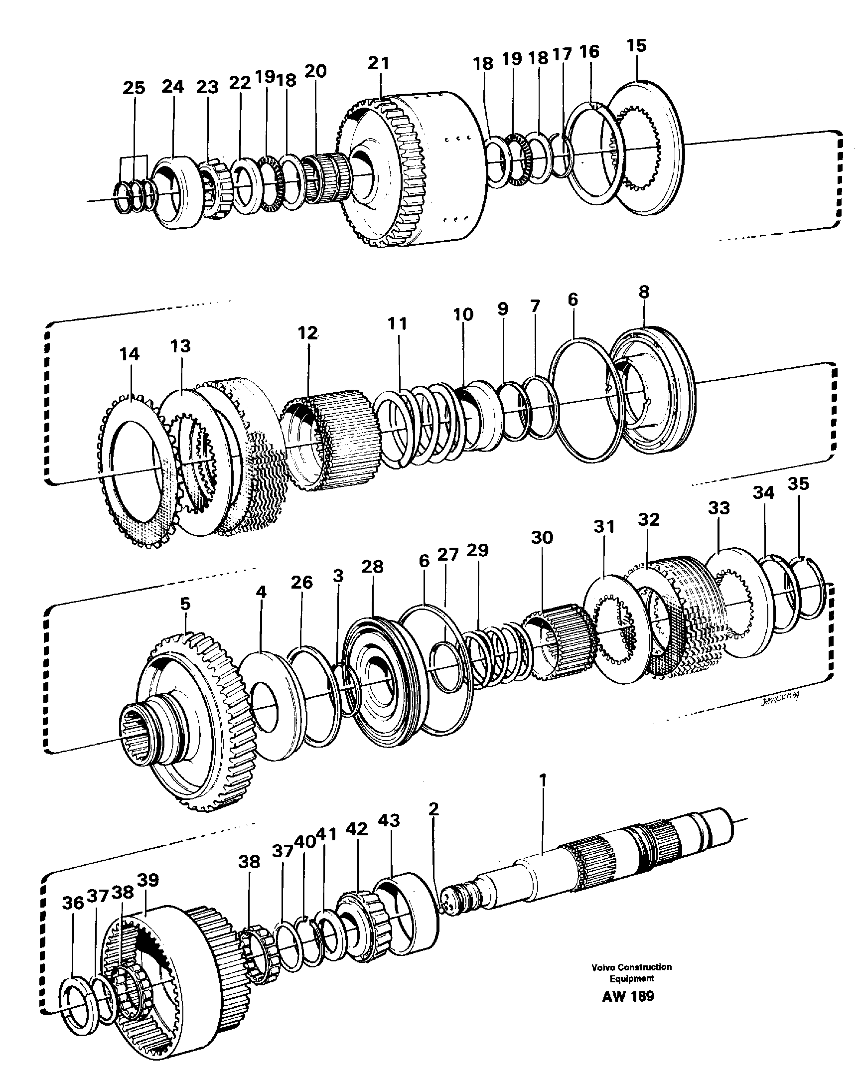 Hydraulic clutch, forward / 1 st speed — volvo parts diagram