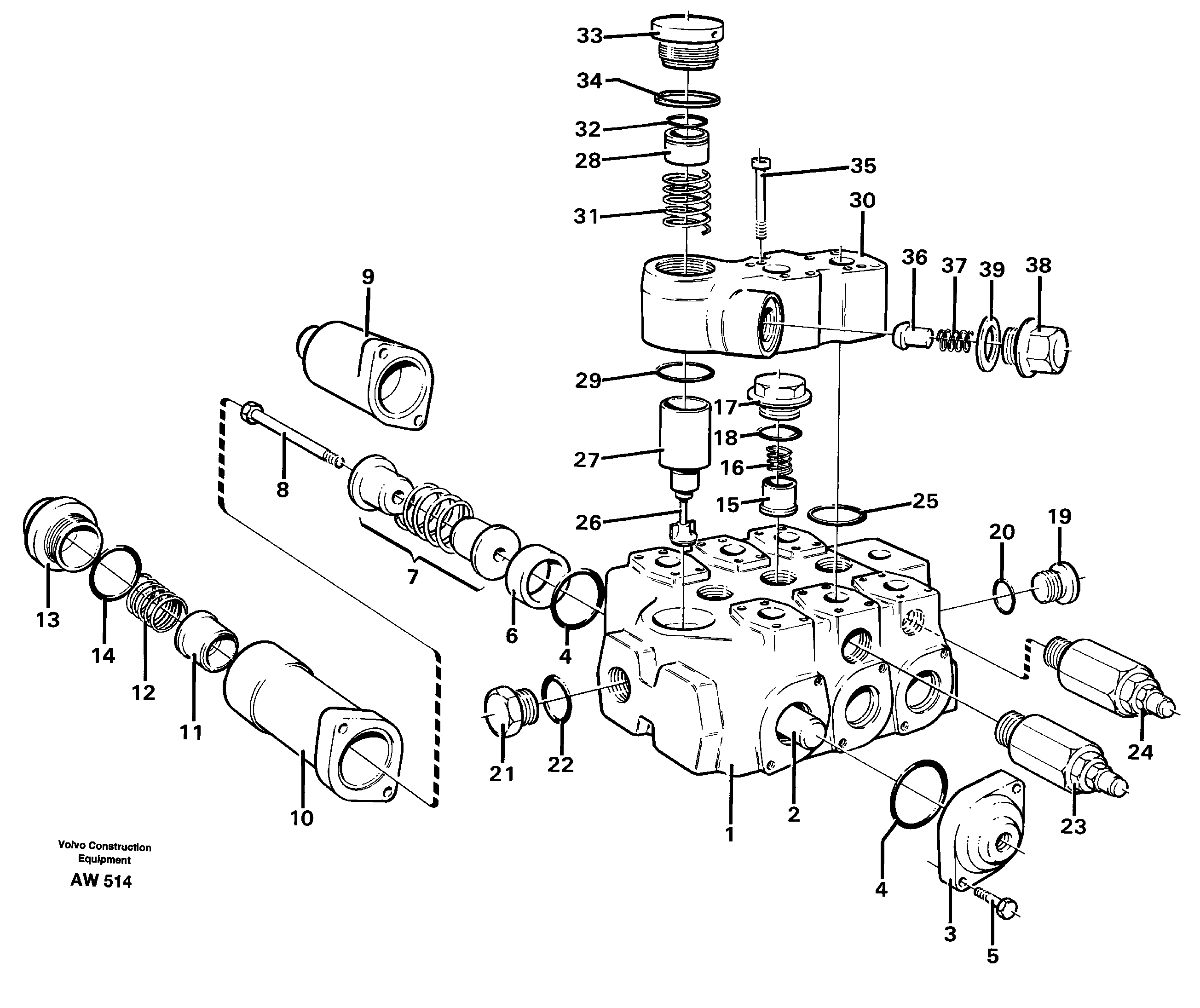 Control valve  STD, USA, 33808, 33809 — volvo parts diagram