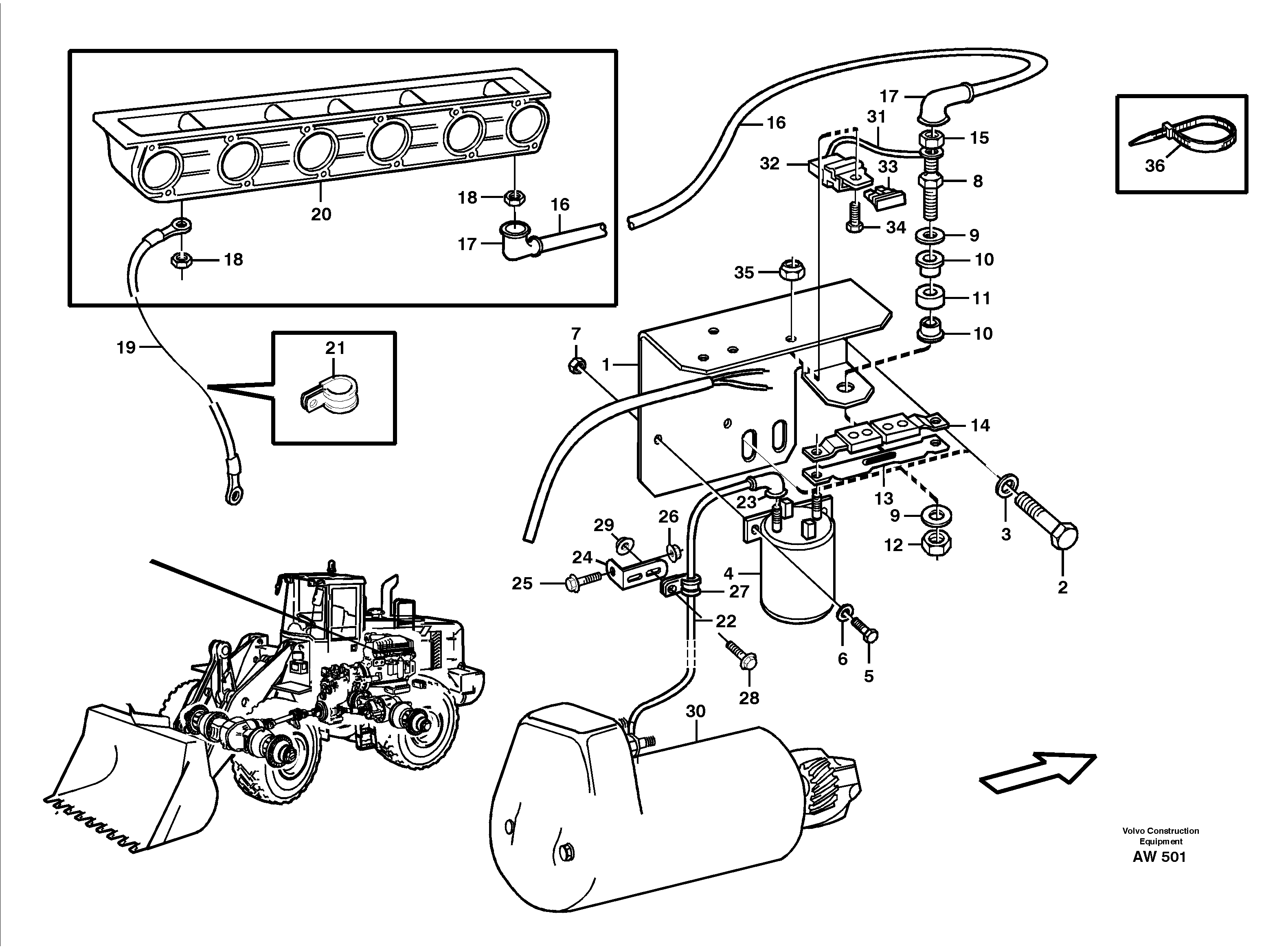 Pre-heatert with fitting parts. — volvo parts diagram
