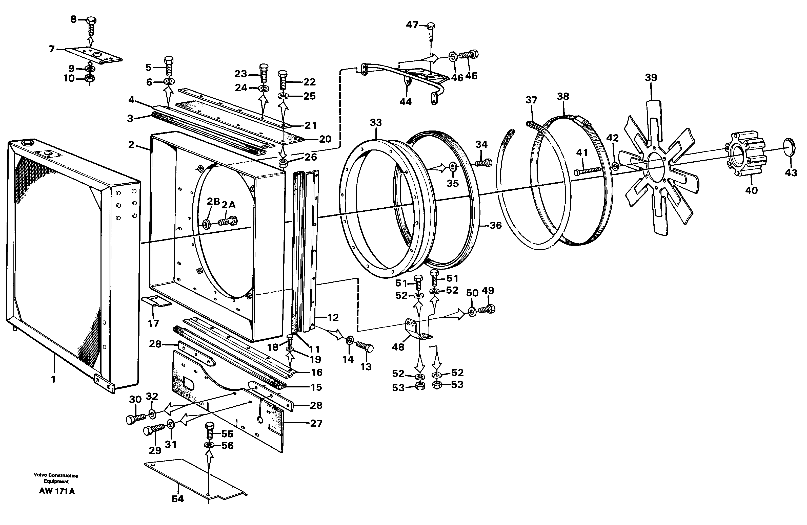 Fan and fan shroud.  STD SER NO - 2824, 2826 - 2848, 2850 - 3000. — volvo parts diagram