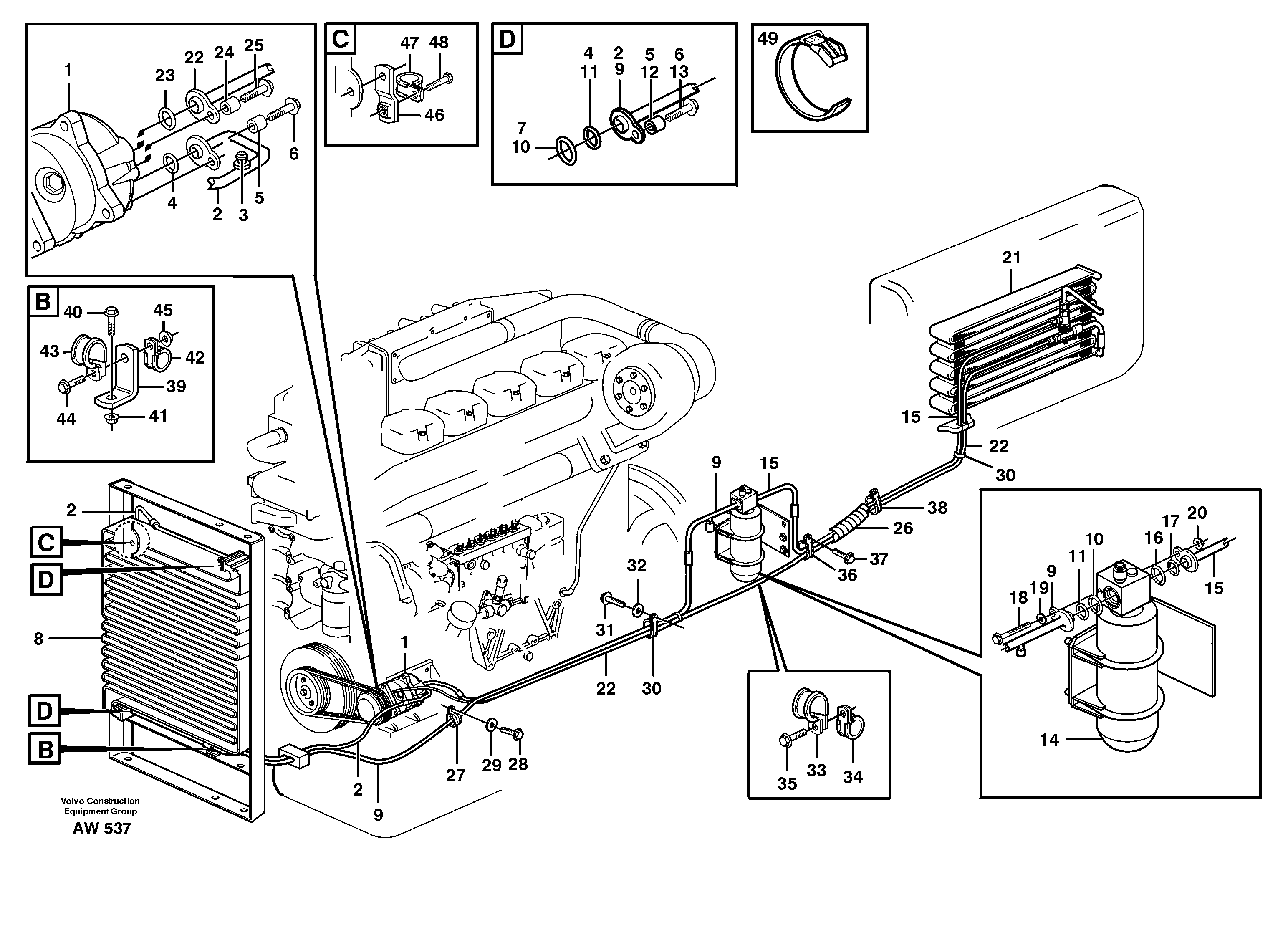 Air conditioning.  93921, 93956 — volvo parts diagram