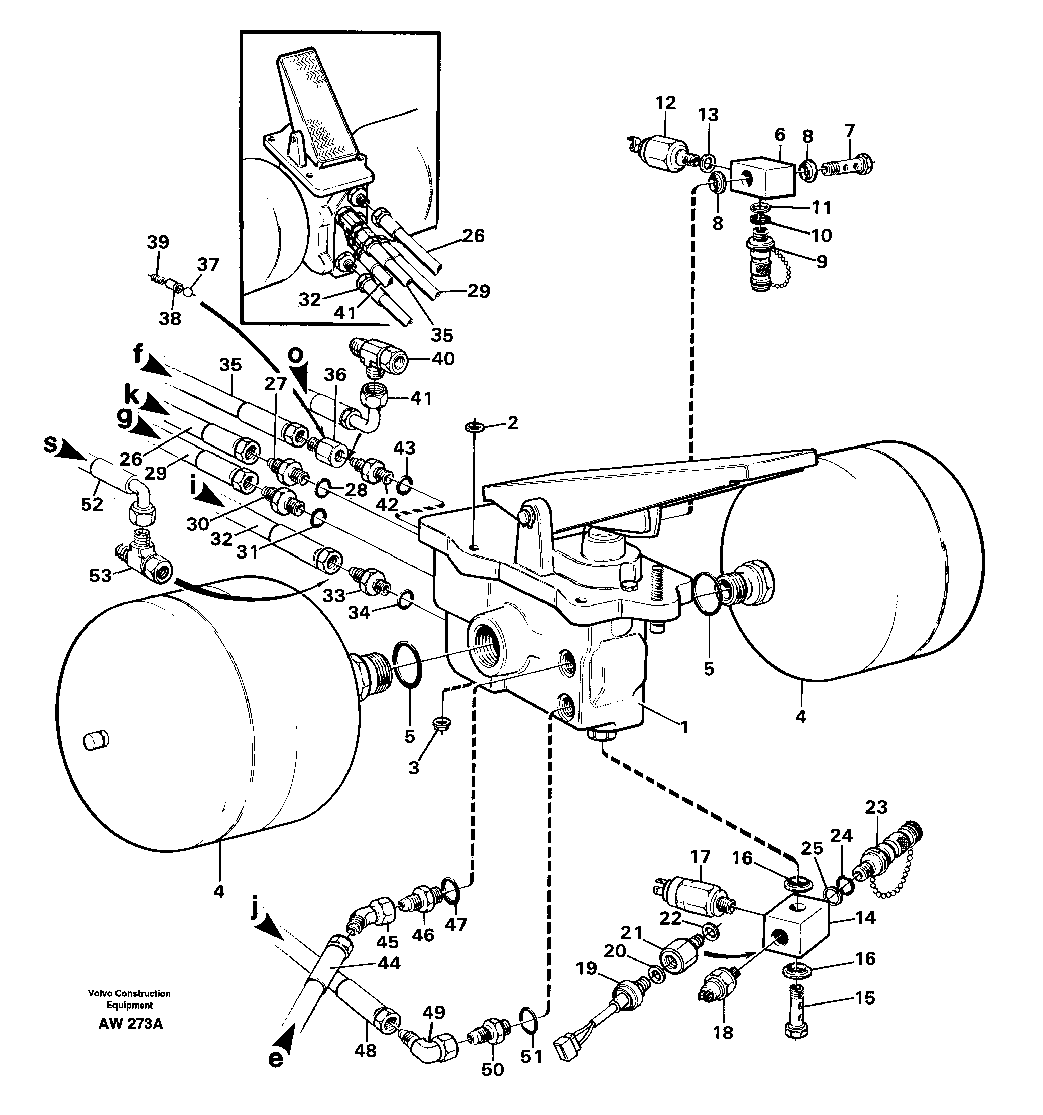 Footbrake valve with connectors — volvo parts diagram