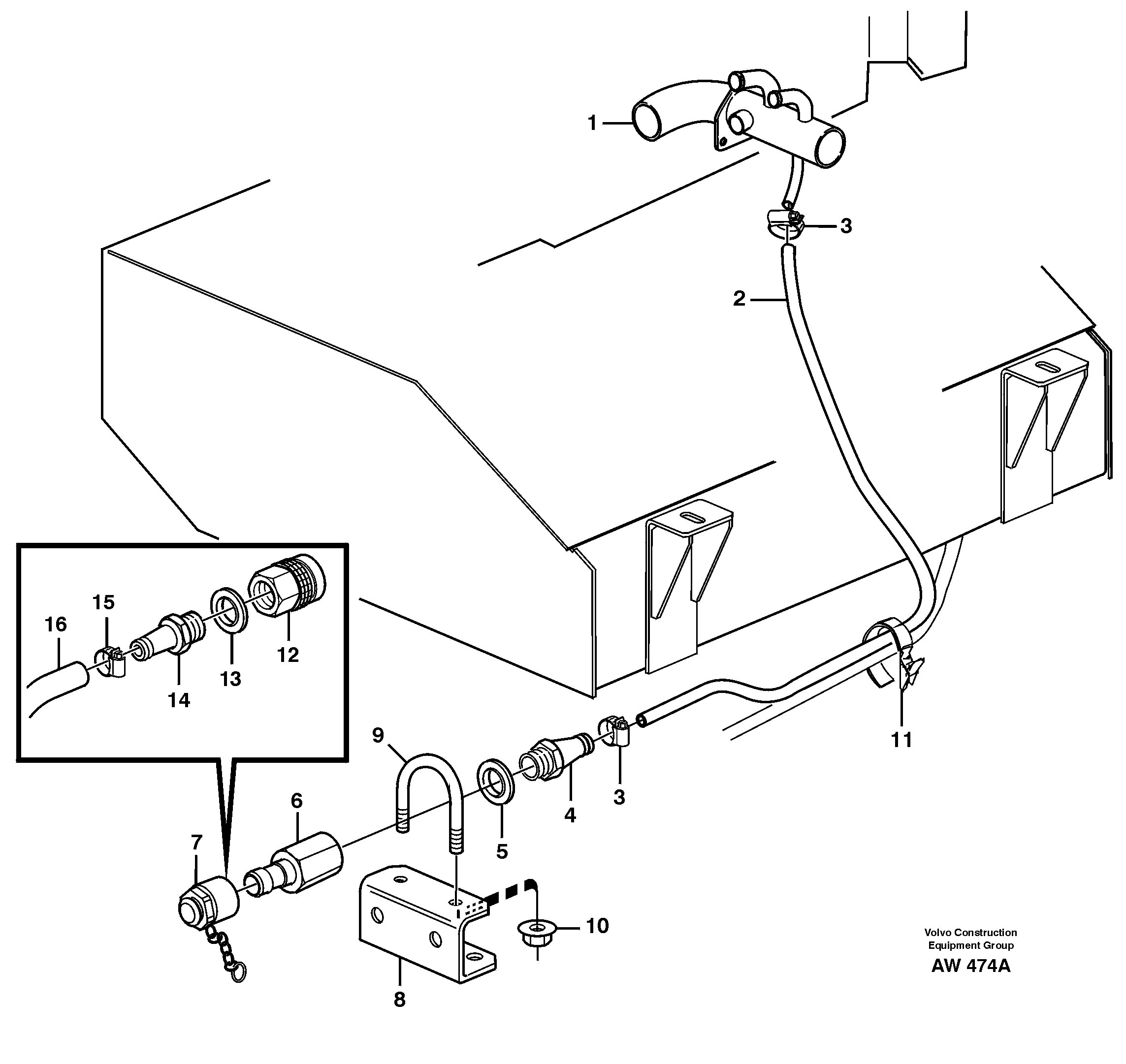 Coolant drainage — volvo parts diagram