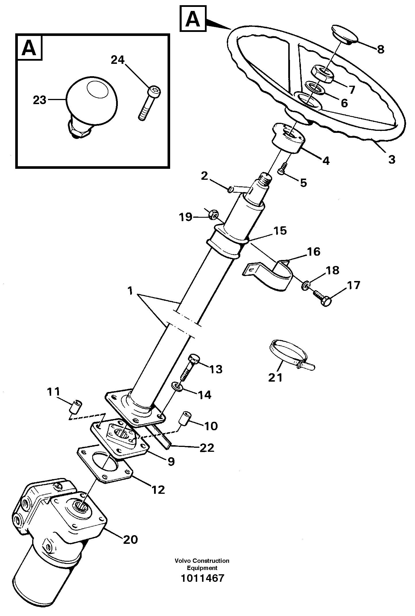 Steering column with fitting parts — volvo parts diagram