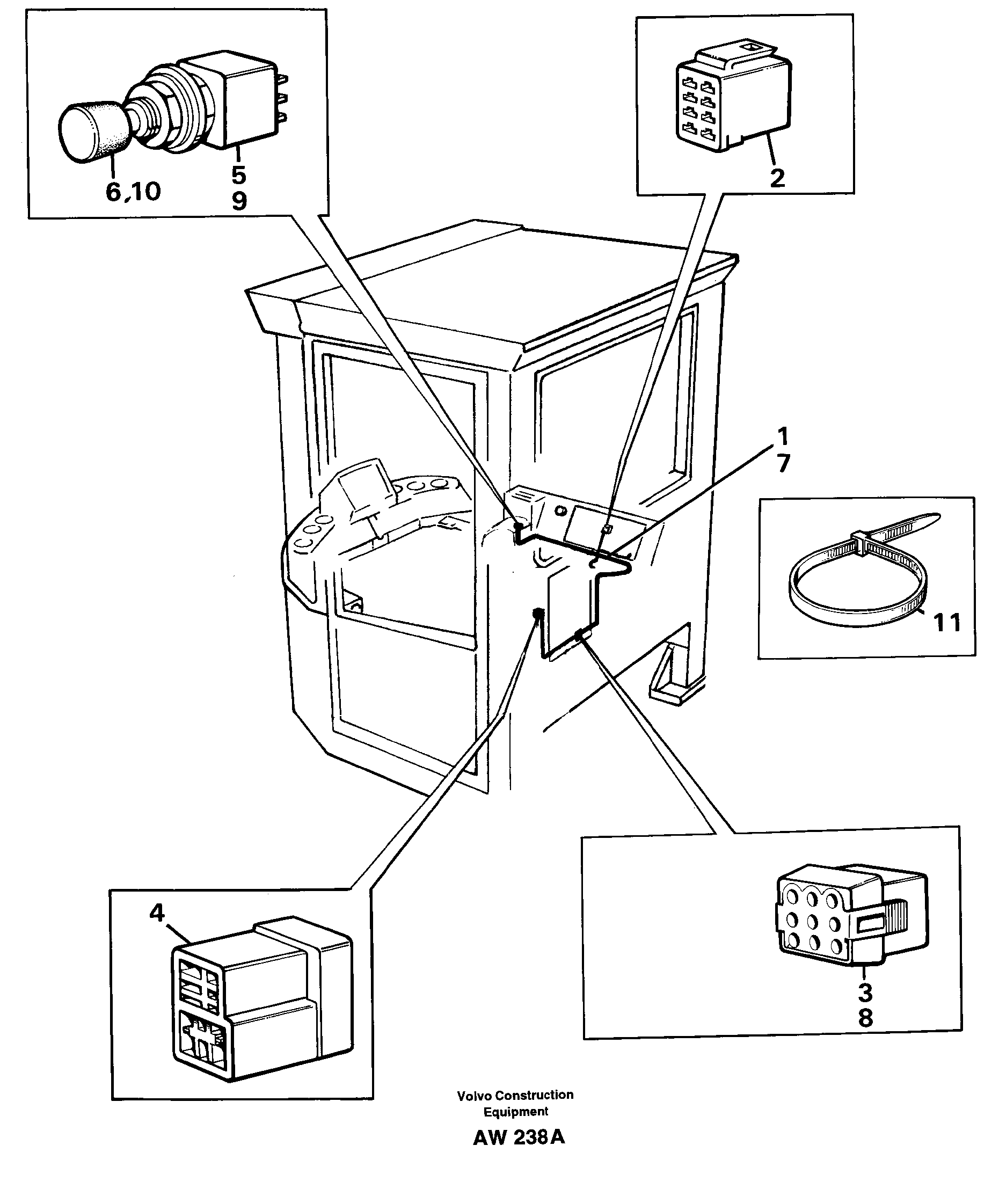 Cable harness, boom suspension system.  94600,   94956,   80112 — volvo parts diagram