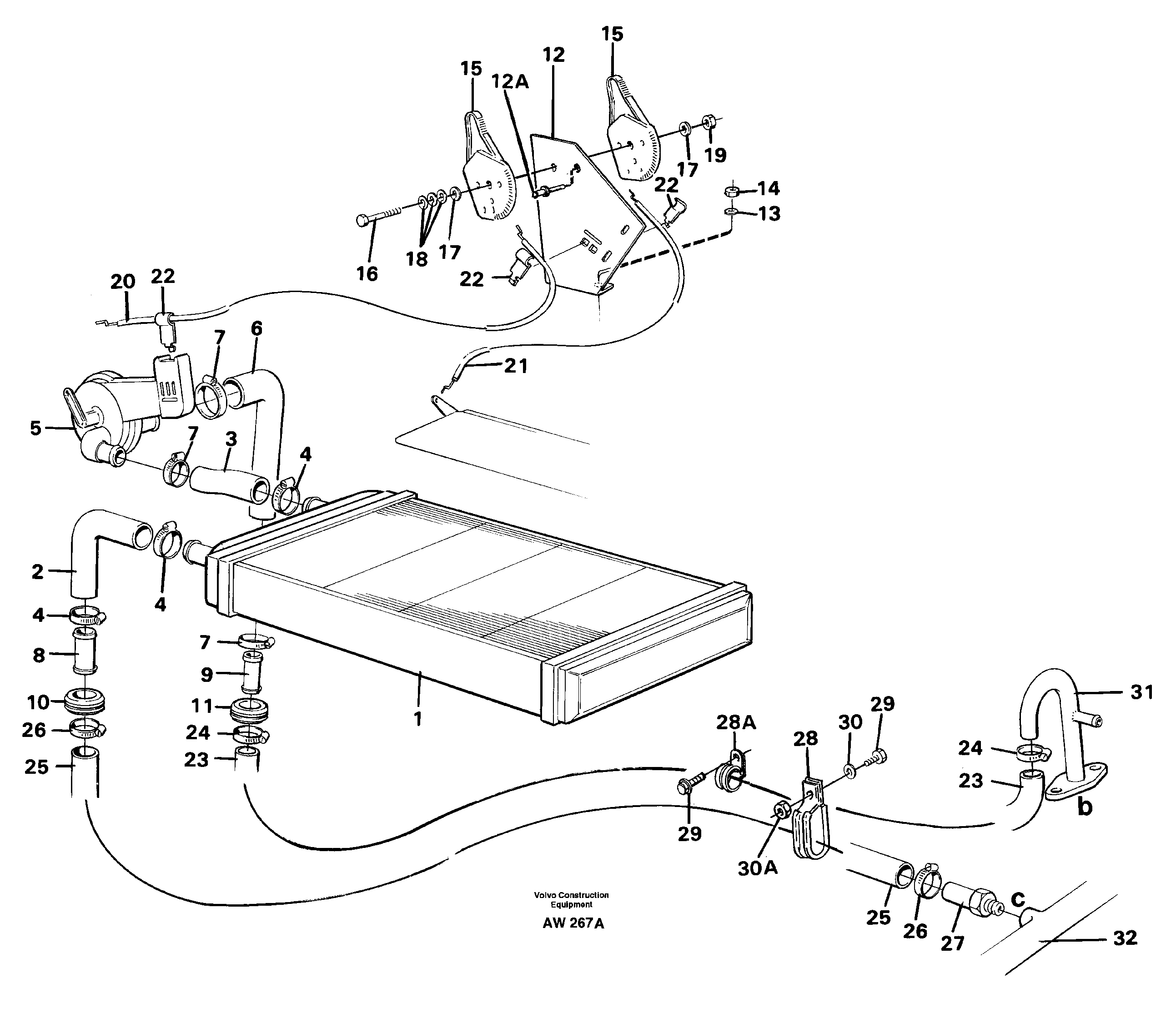 Radiator and control — volvo parts diagram