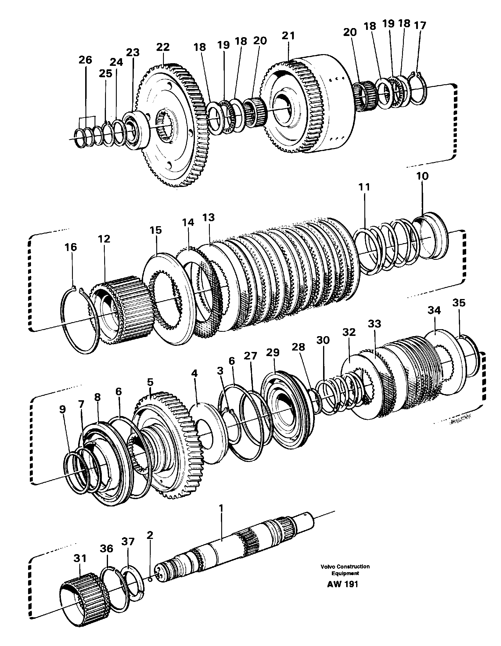 Hydraulic clutch, reverse / 2nd speed — volvo parts diagram