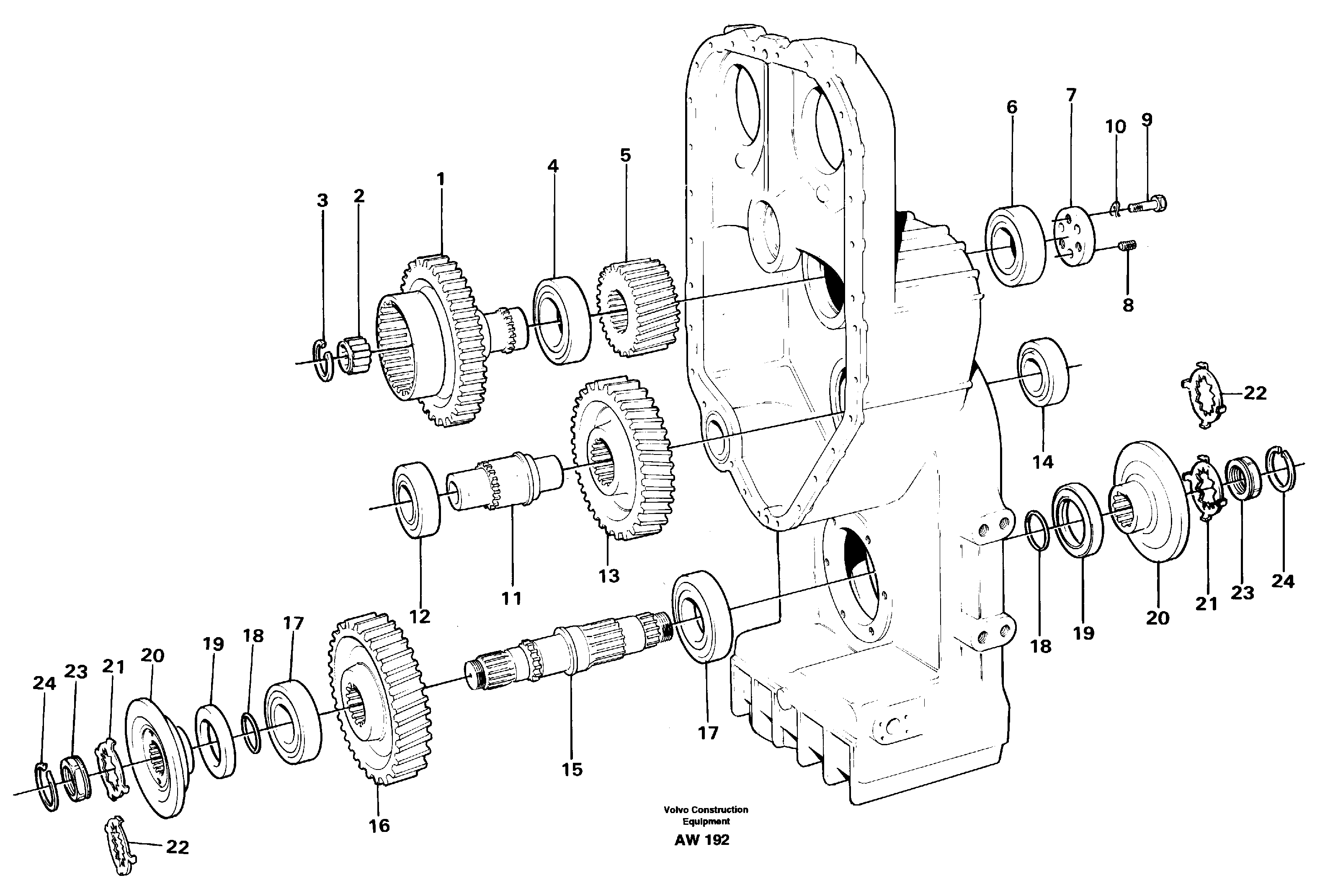 Transfer case, gears and shafts — volvo parts diagram