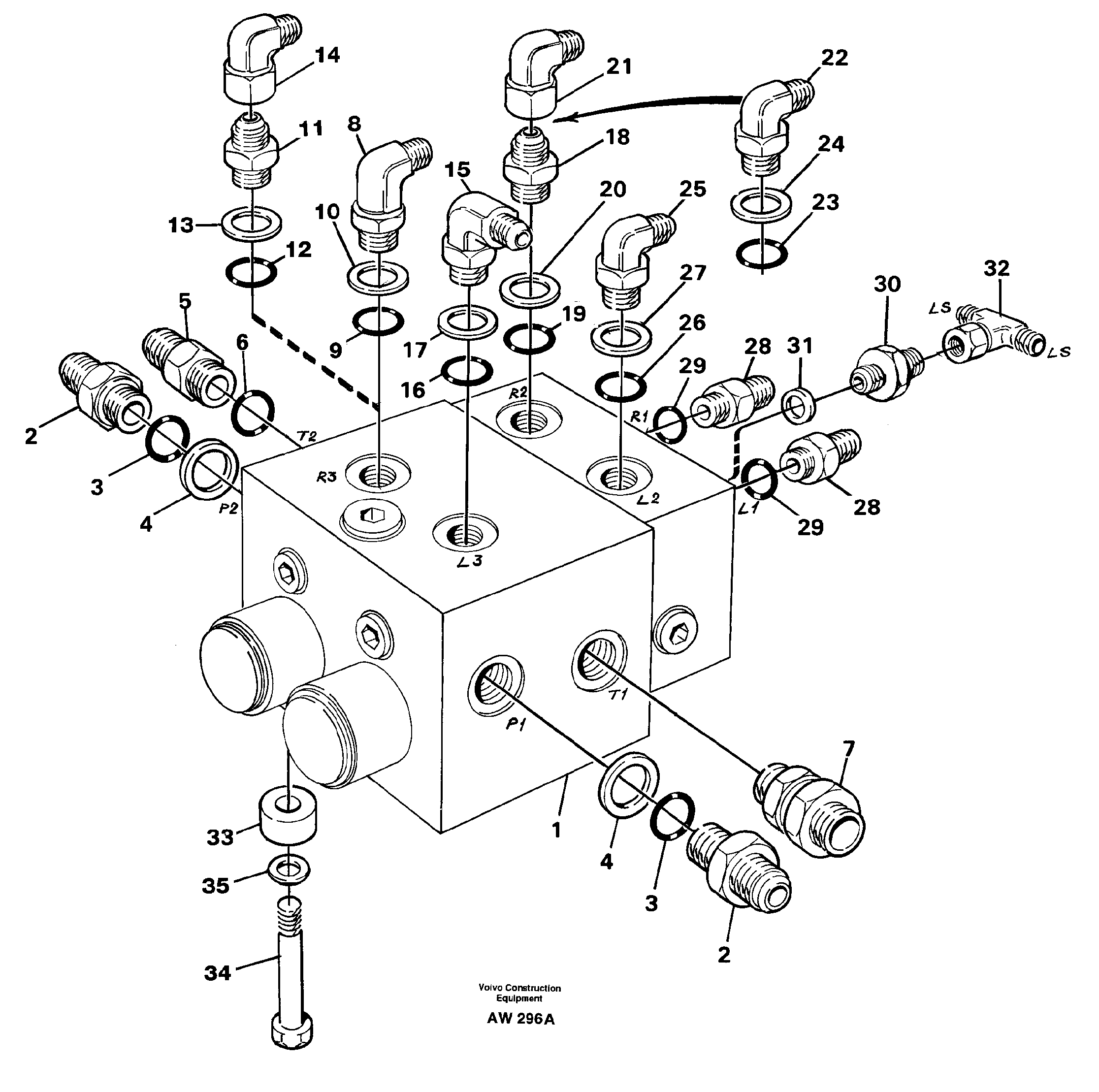 Shift valve with fitting parts — volvo parts diagram