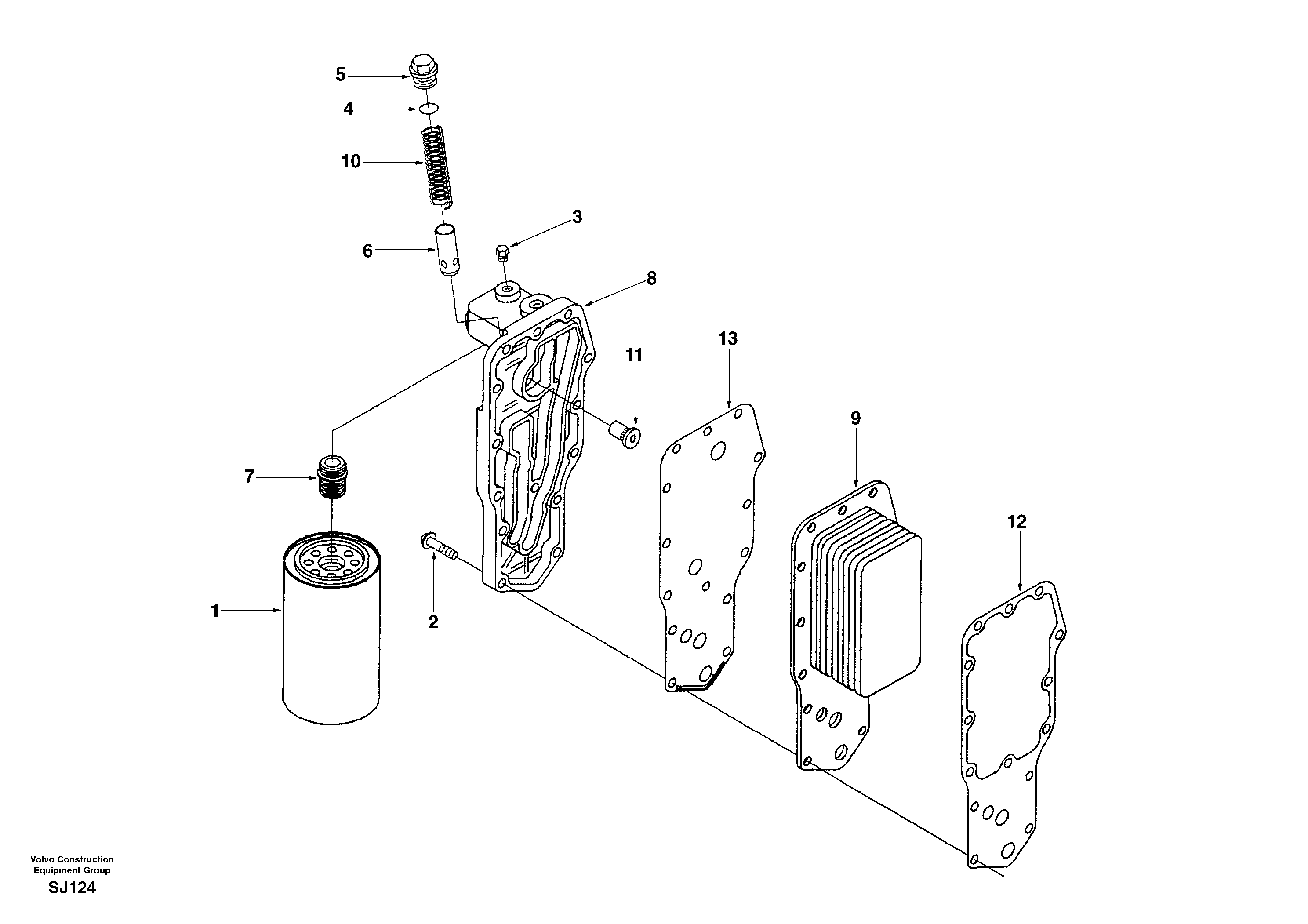 Oil cooler — volvo parts diagram