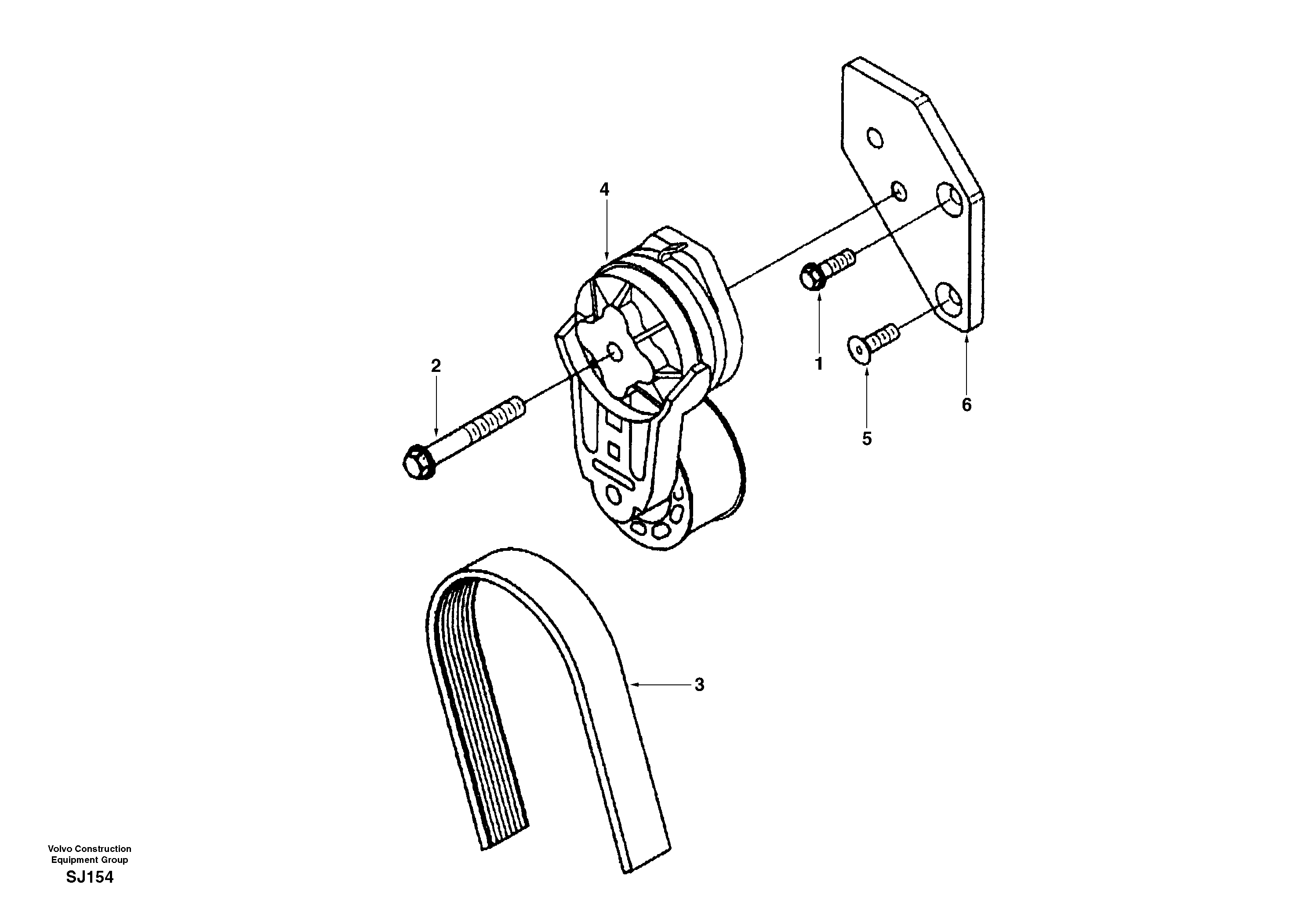 Automatic belt tensioner with fitting parts — volvo parts diagram