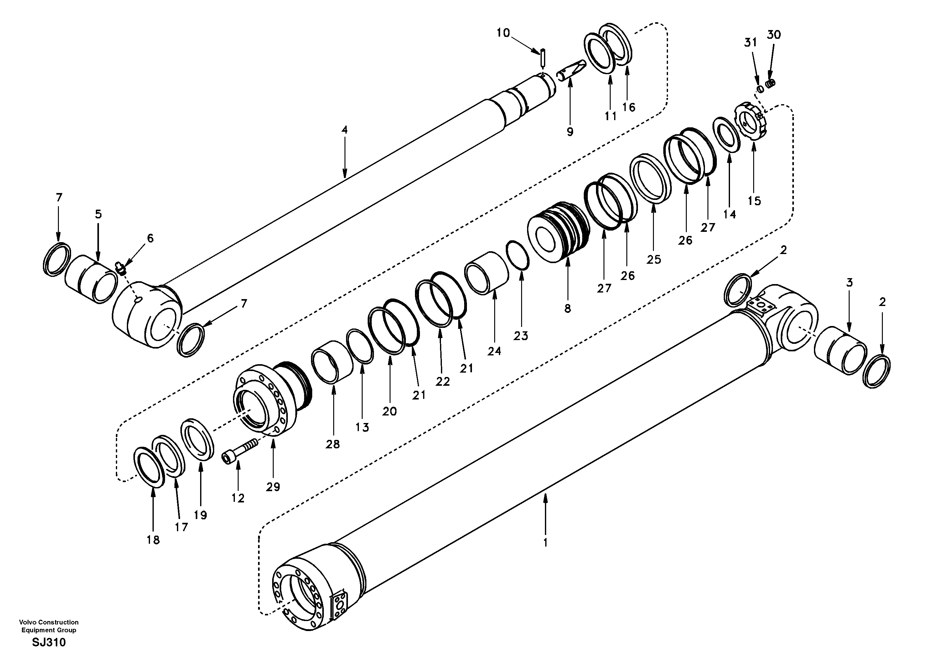 Dipper arm cylinder  EK17F001 USA,STD   EK17F002 STD(EXCL USA) — volvo parts diagram
