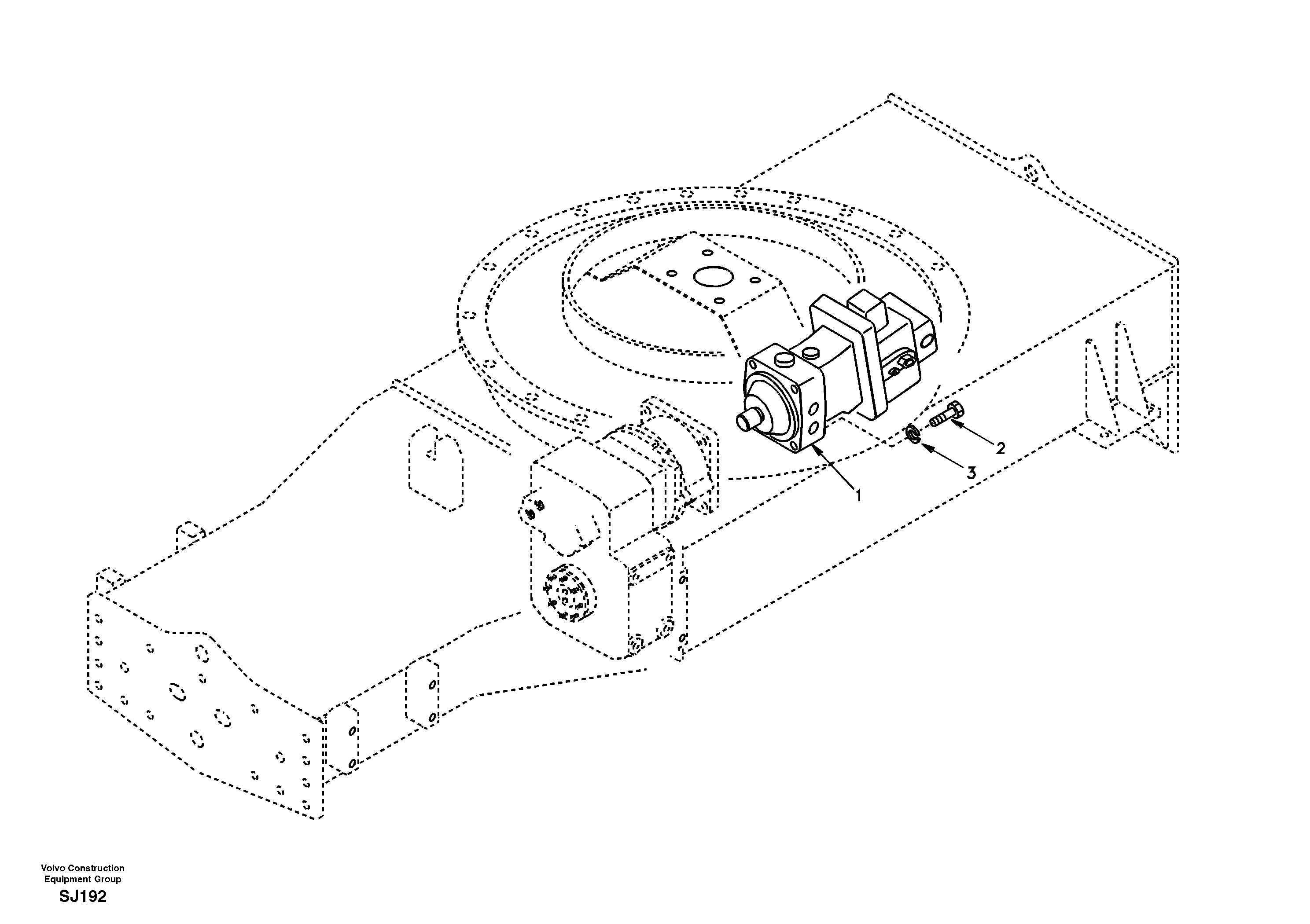 Travel motor with mounting parts — volvo parts diagram