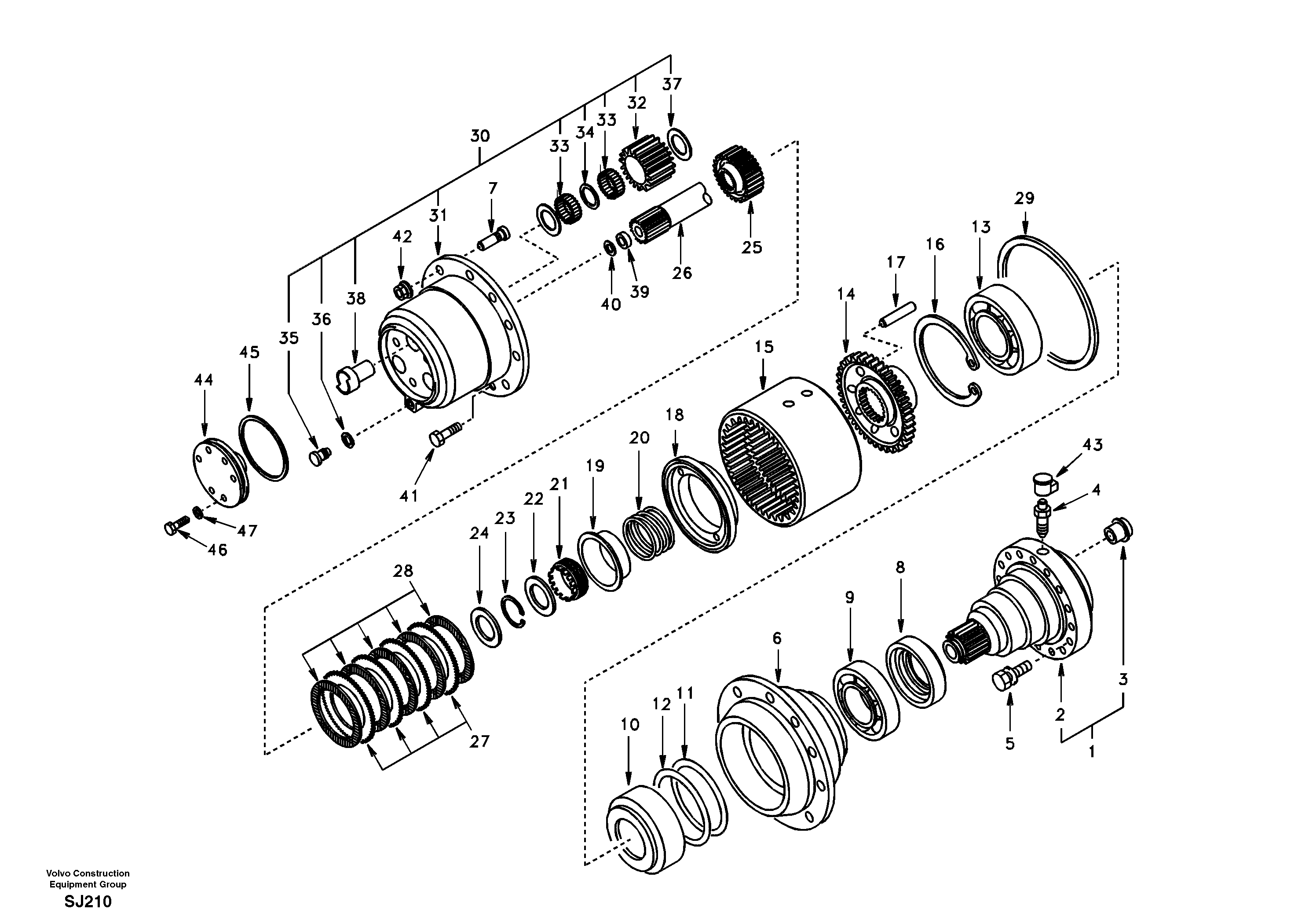 Hub reduction, rear axle — volvo parts diagram