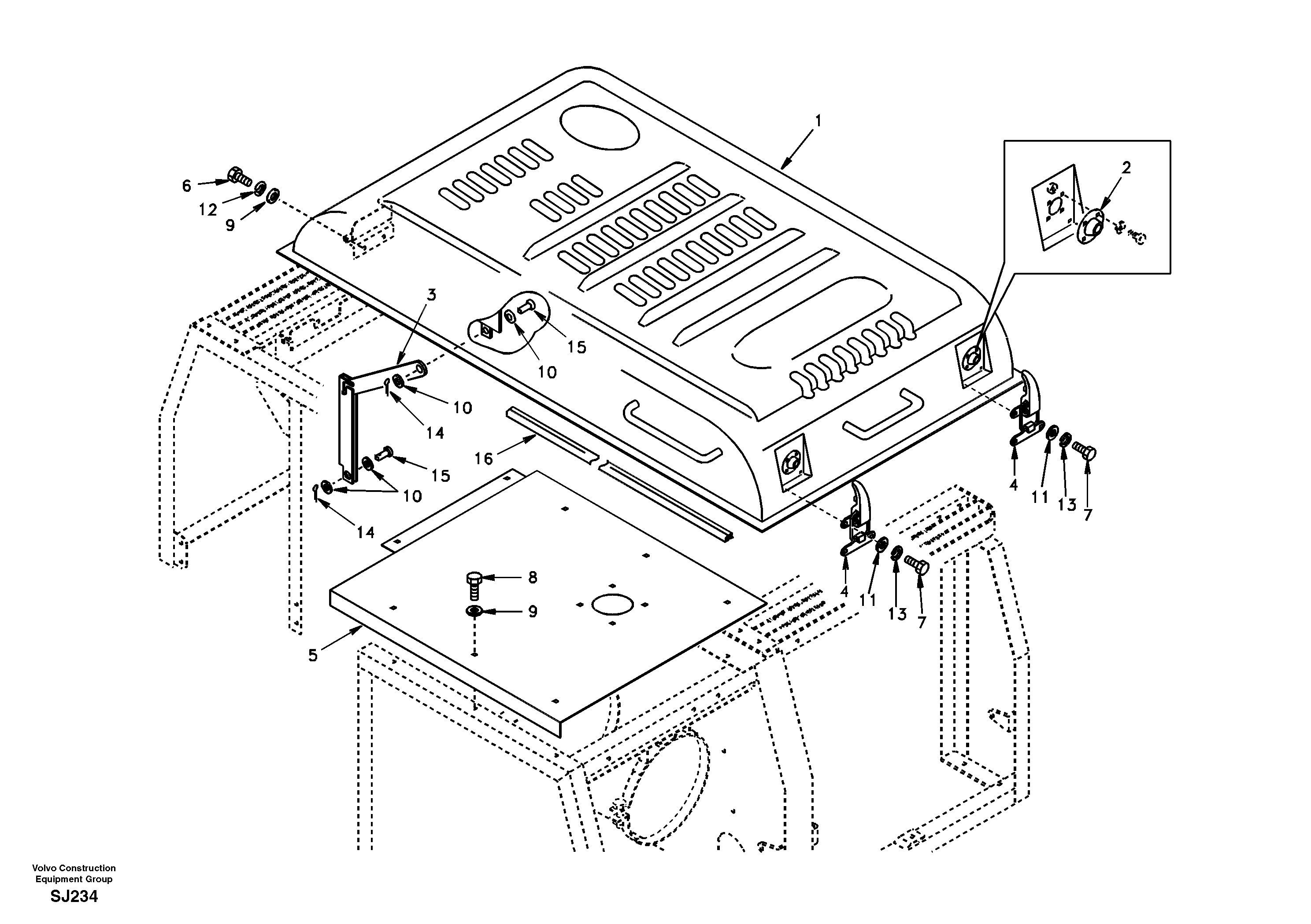Cowl frame, cover and hood — volvo parts diagram