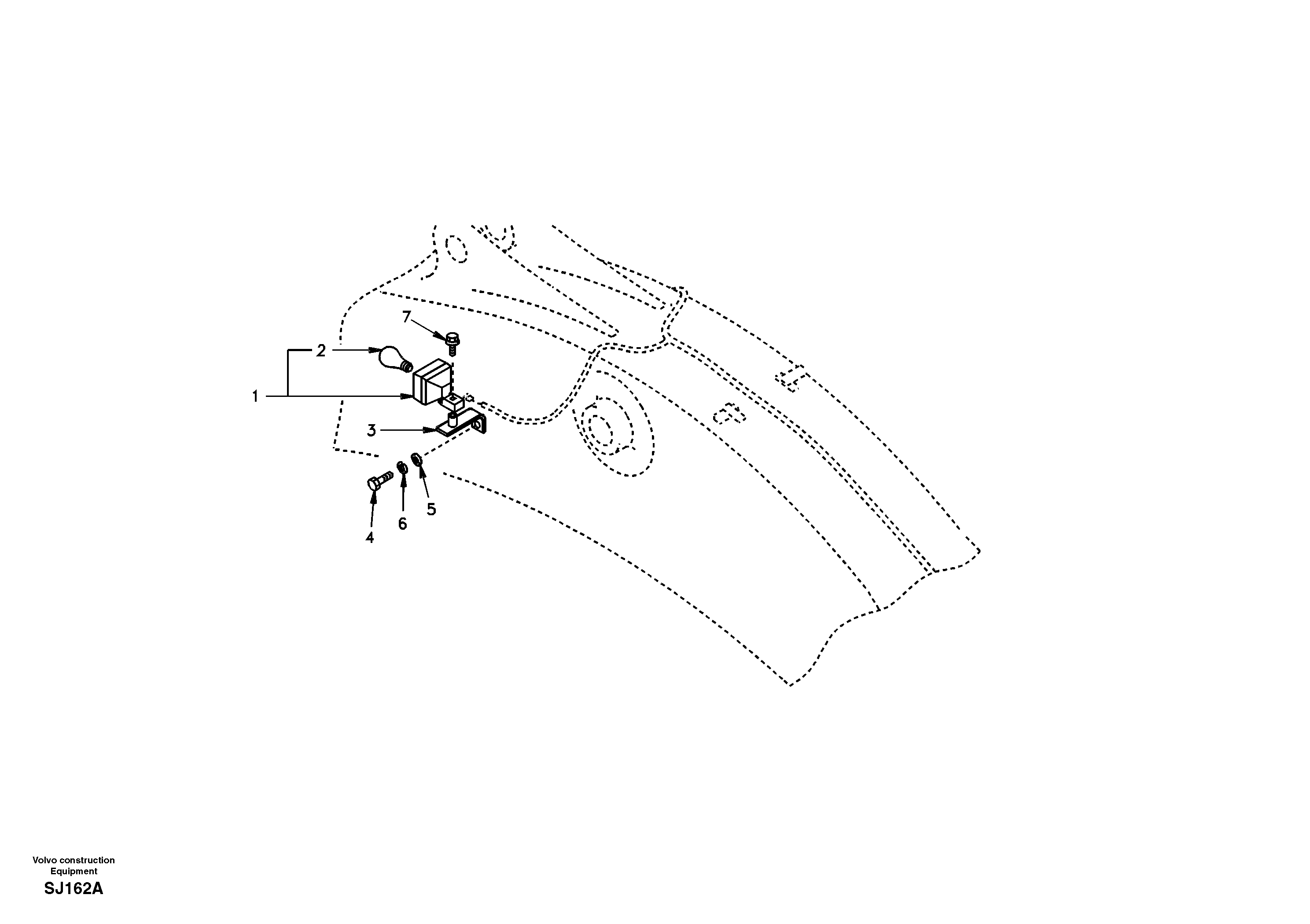 Working lamp on boom — volvo parts diagram