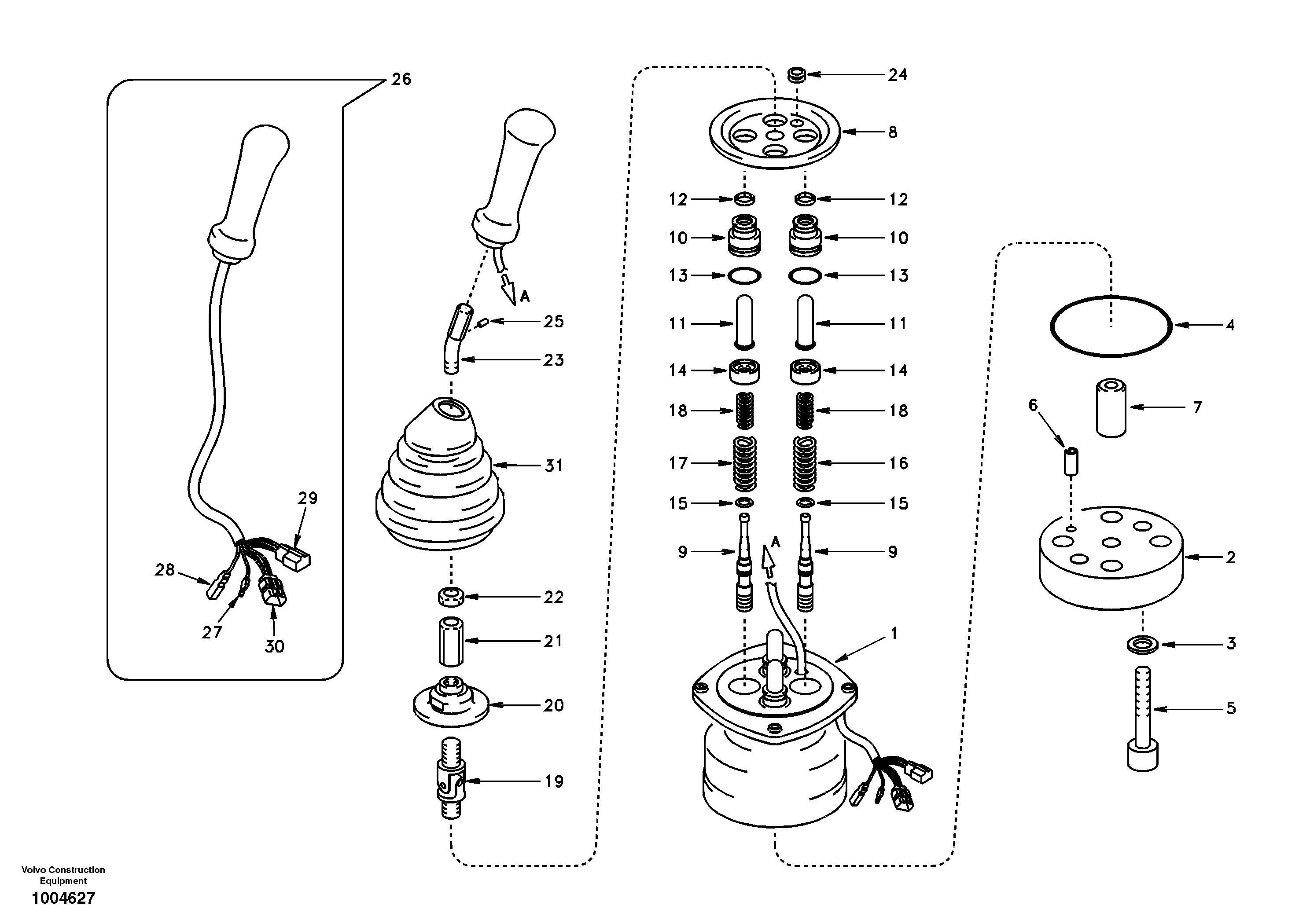 Servo system, remote control valve  EK08C002 USA/EUROPE,STD — volvo parts diagram