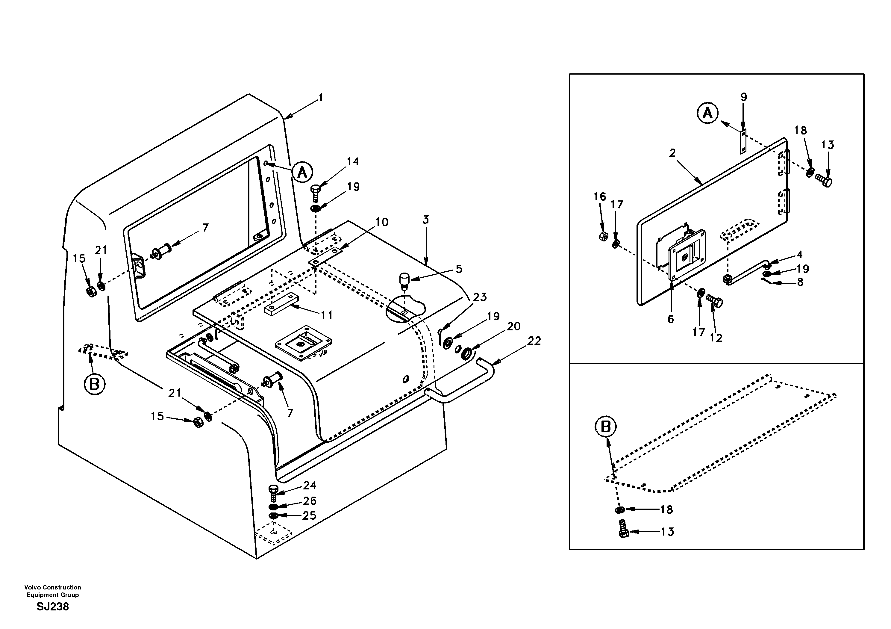 Tool box, cowl — volvo parts diagram
