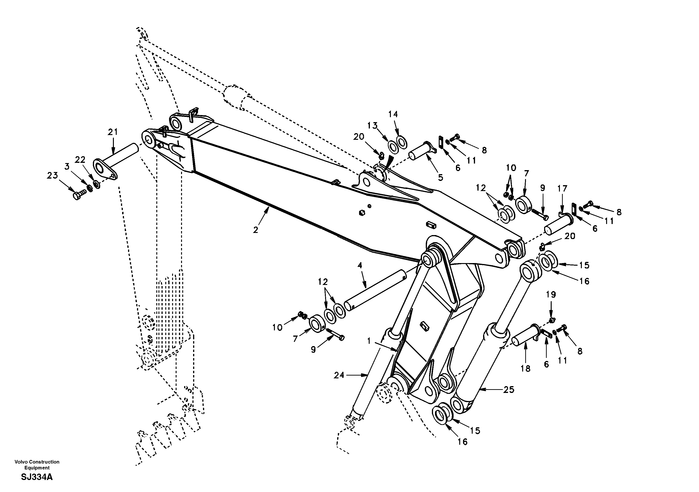Links to boom, adjustable — volvo parts diagram