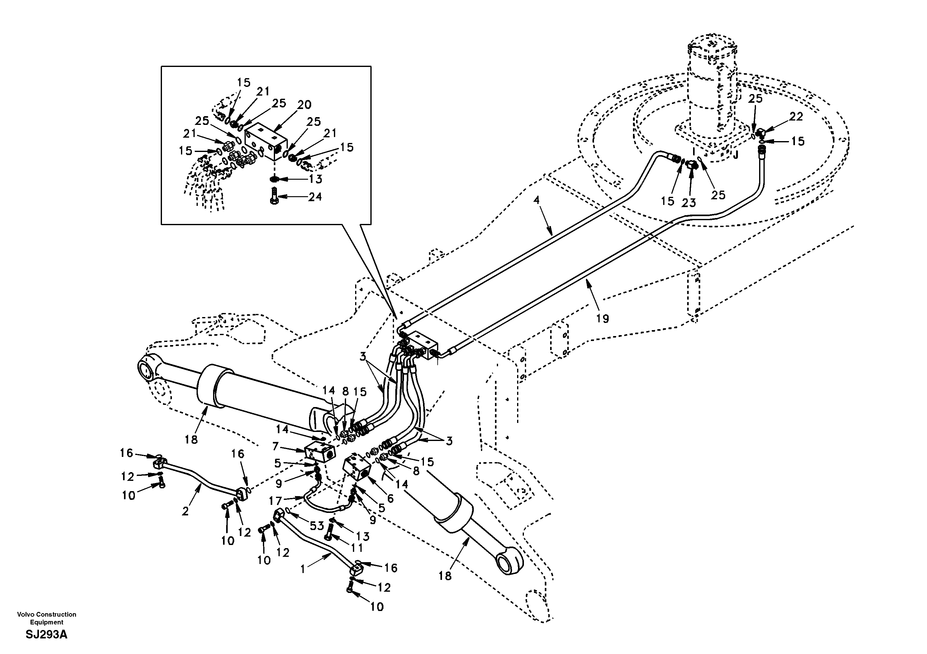 Working hydraulic, front outrigger — volvo parts diagram