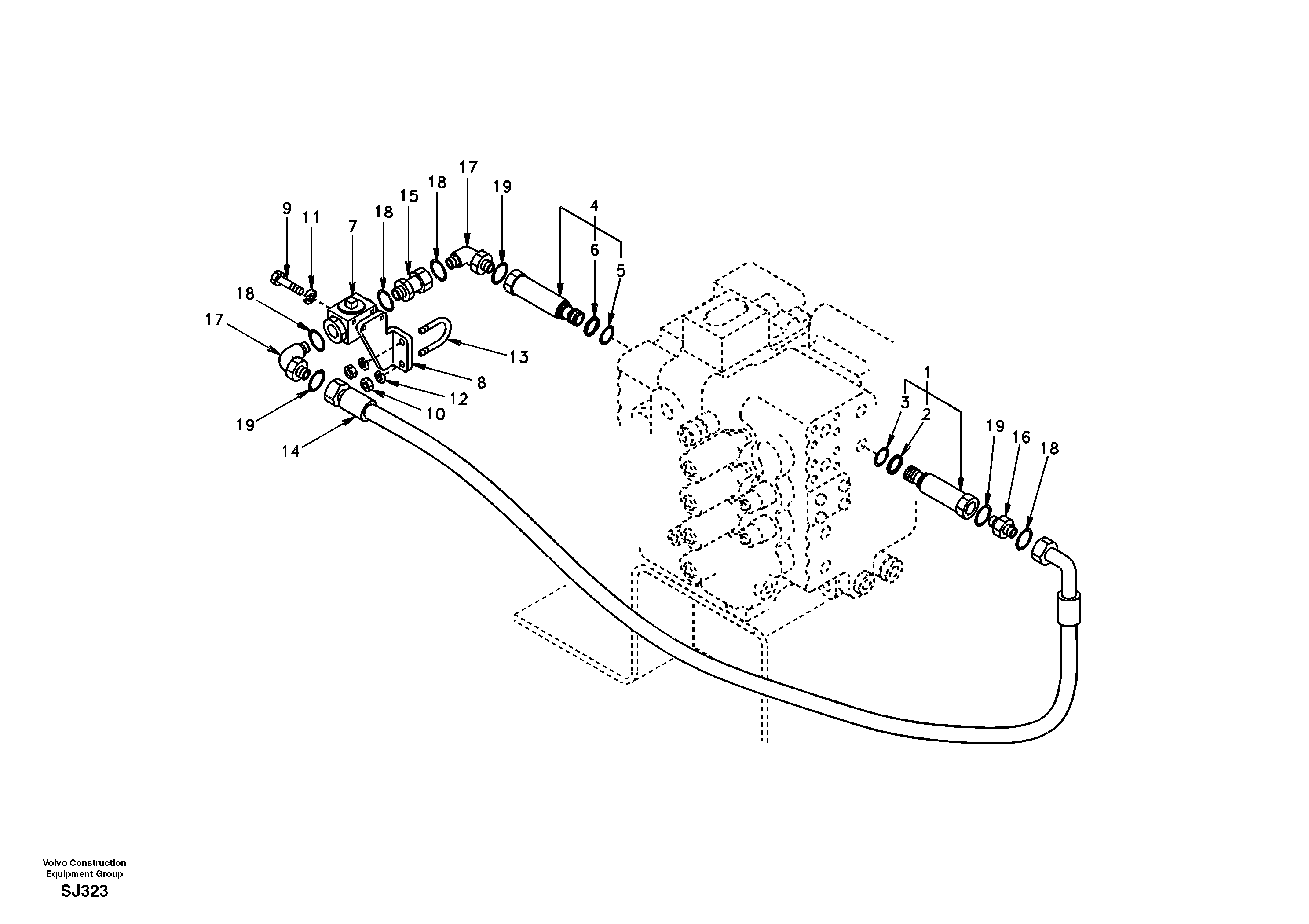 Working hydraulic, hammer and shear for 2nd pump flow — volvo parts diagram