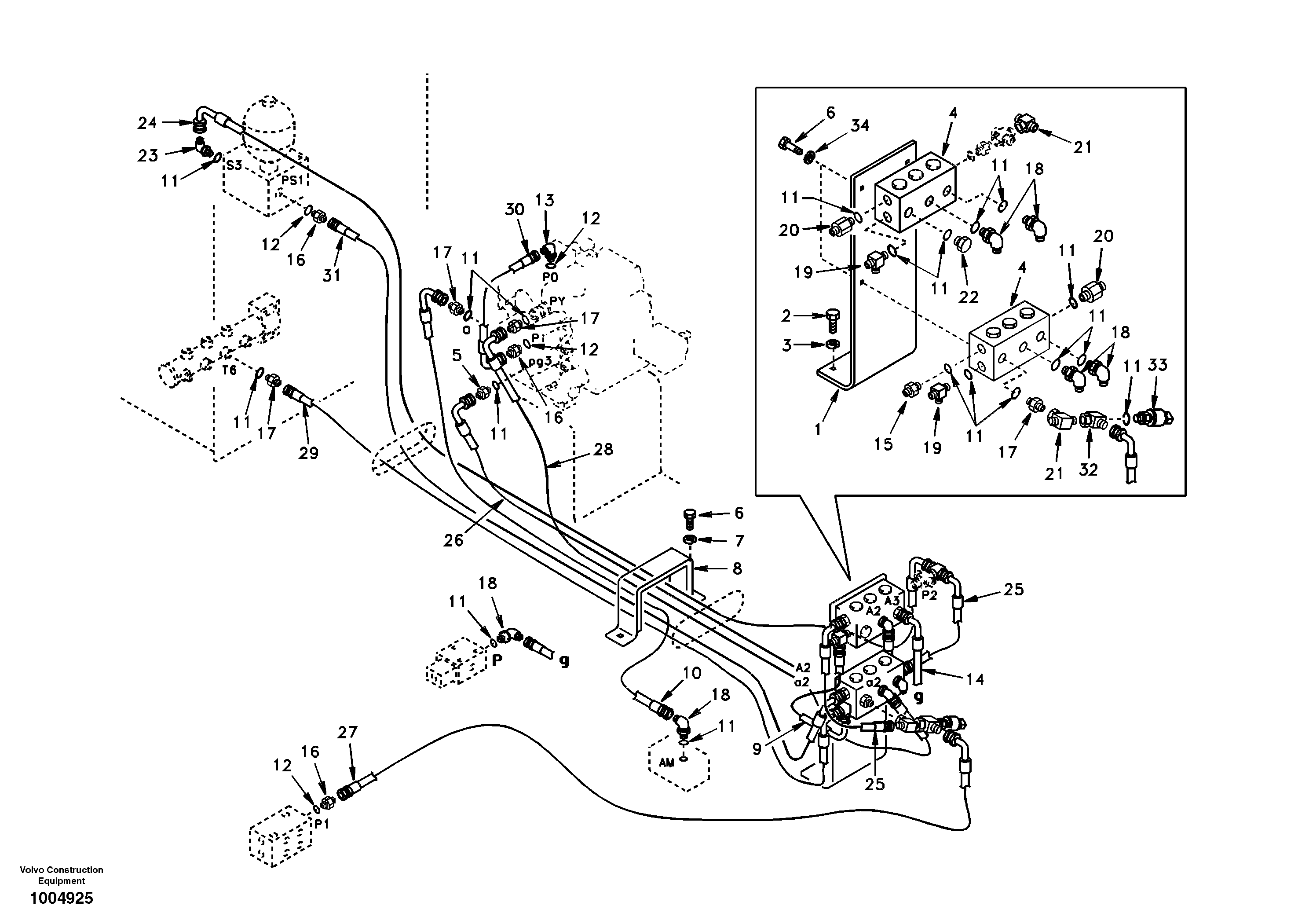 Servo system, control valve to solenoid valve — volvo parts diagram