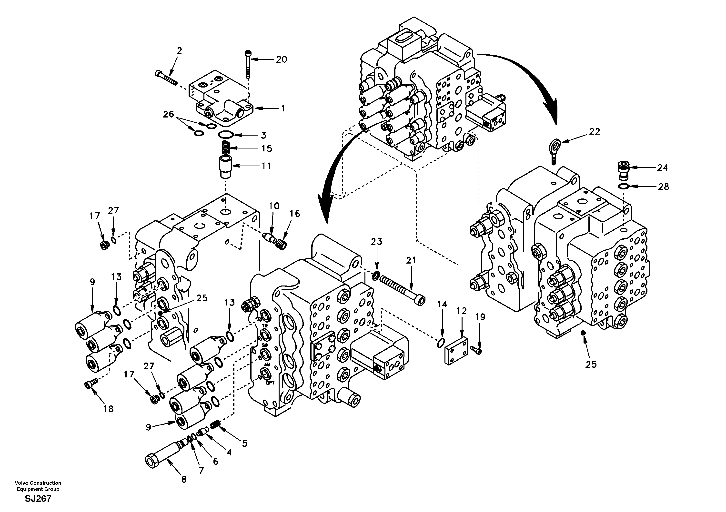 Control valve with fitting parts. — volvo parts diagram