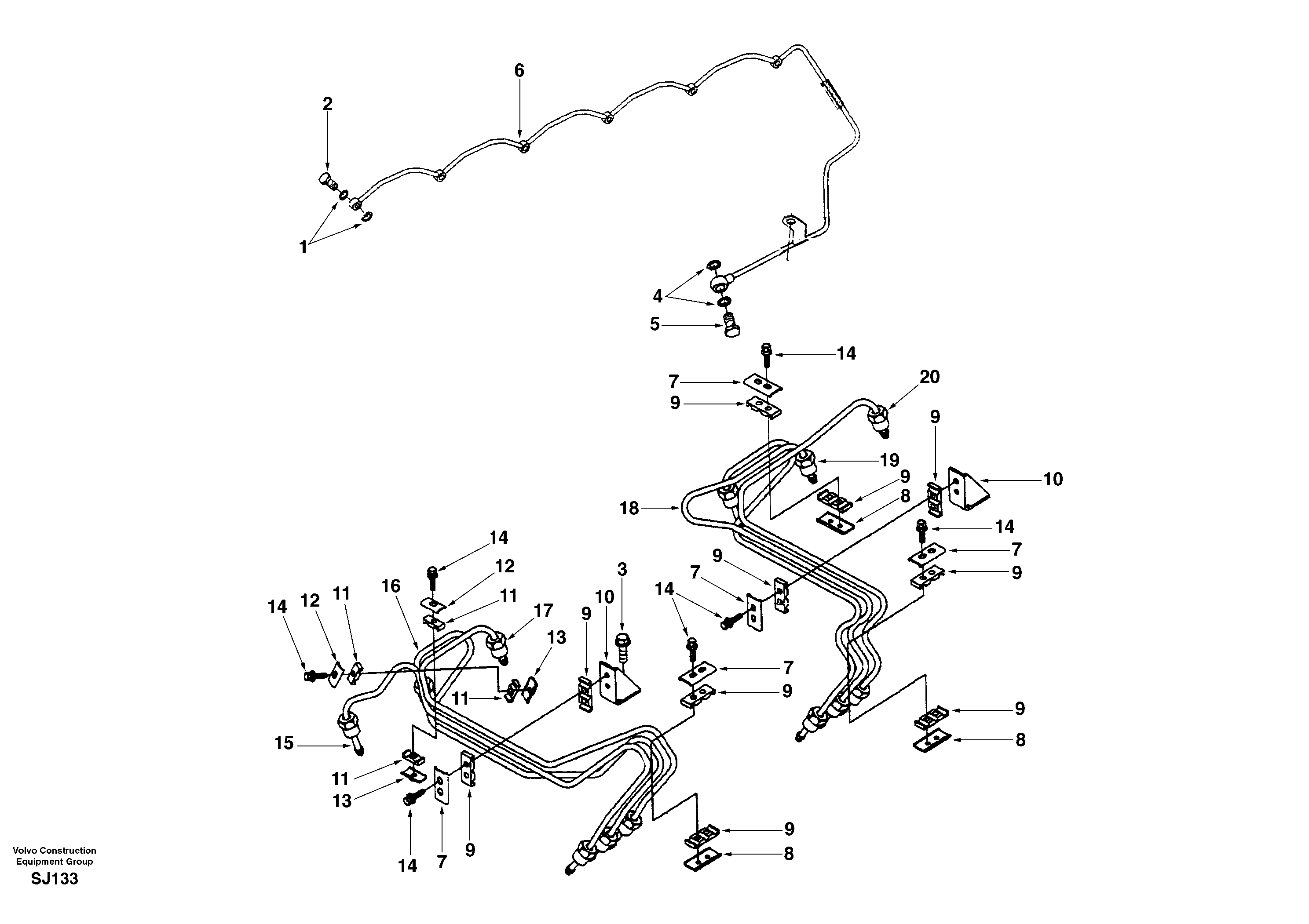 Fuel pipes-injector — volvo parts diagram