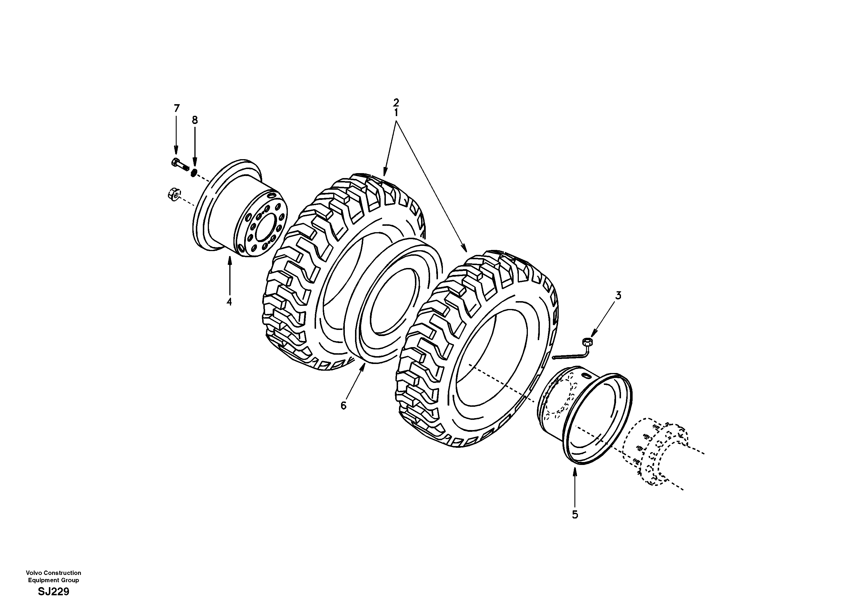 Wheel and tire  EK07A001 USA,STD   EK07A002 EUROPE,STD — volvo parts diagram