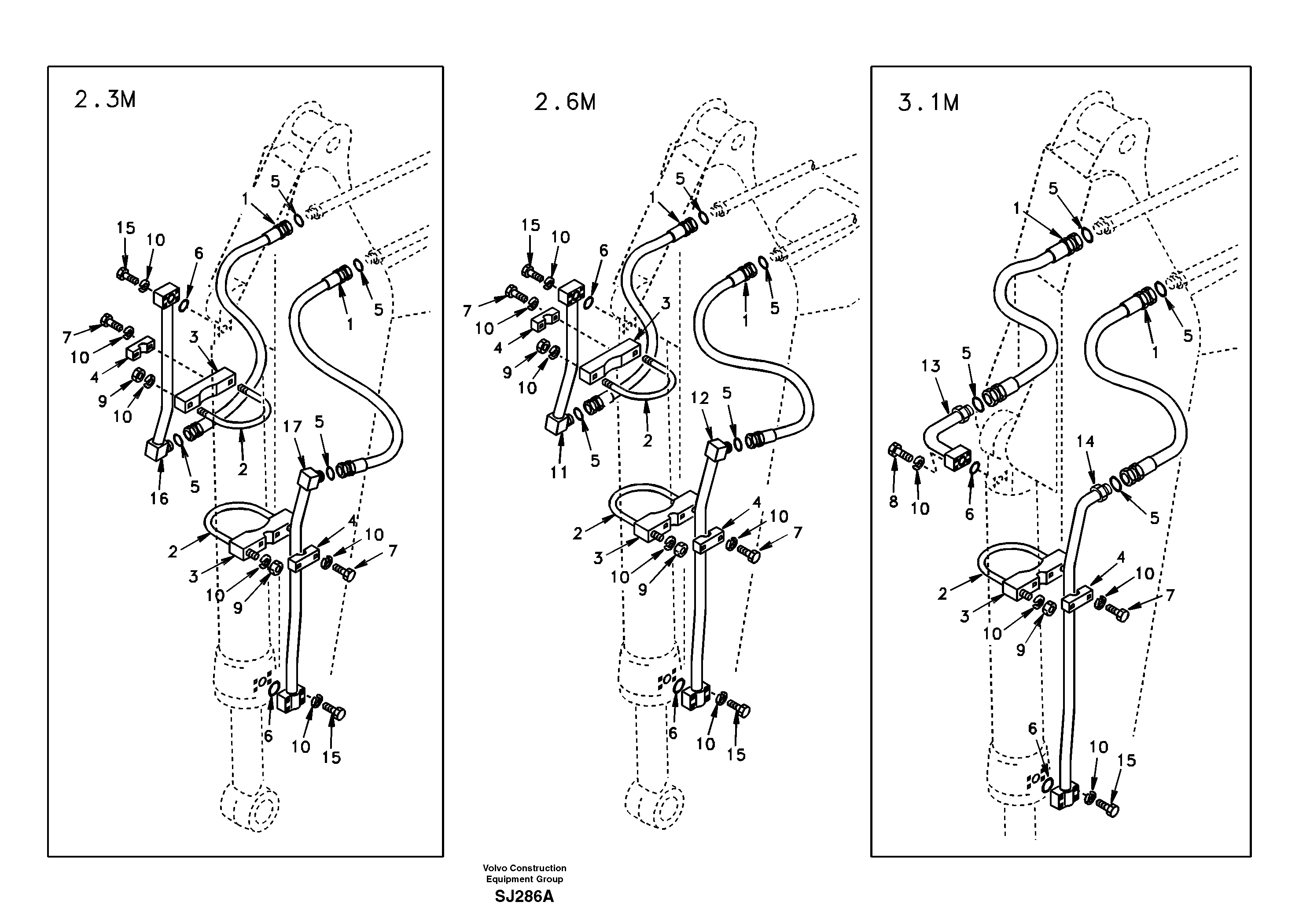 Working hydraulic, dipper arm — volvo parts diagram