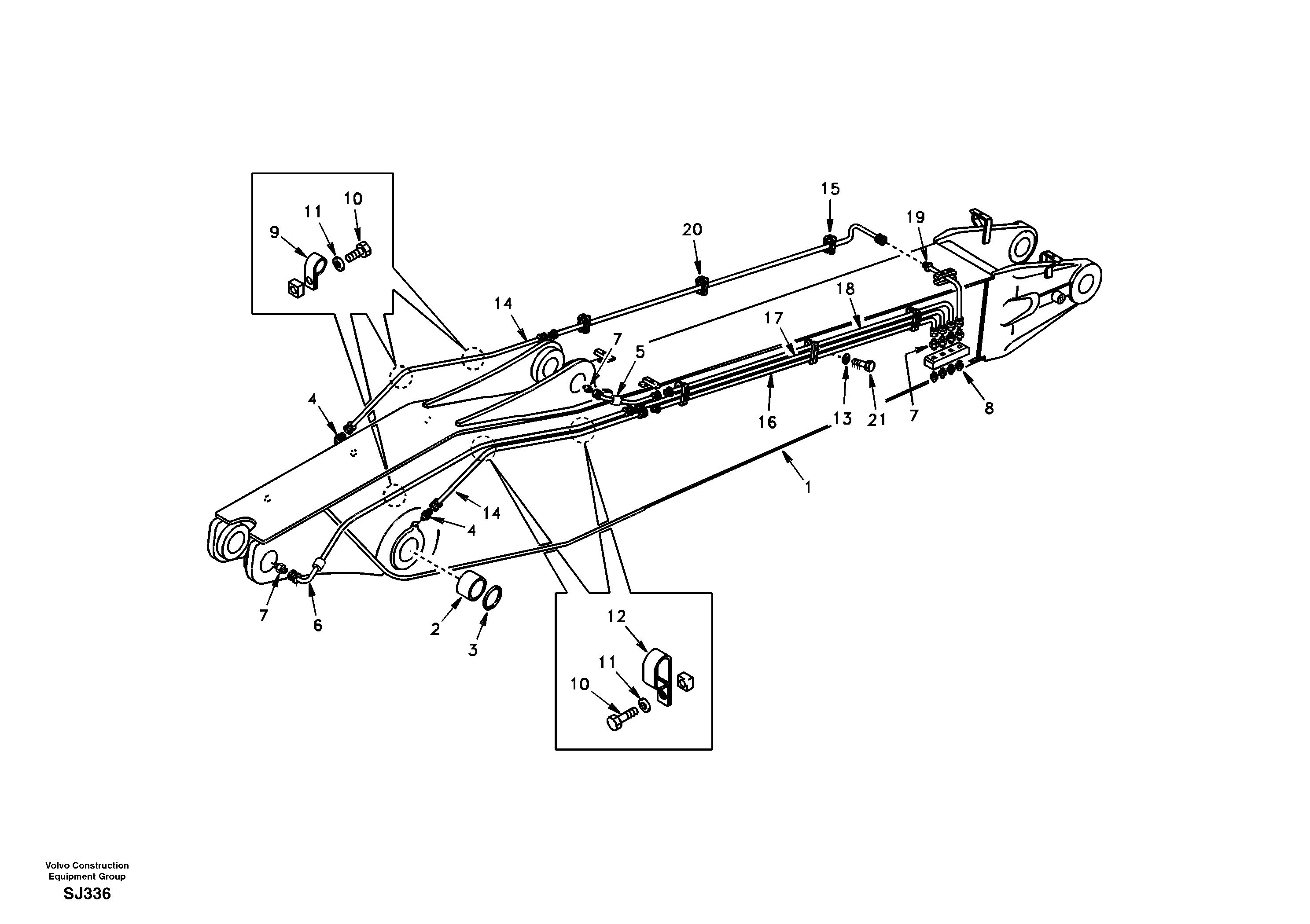 Boom and grease piping, adjustable 2nd — volvo parts diagram