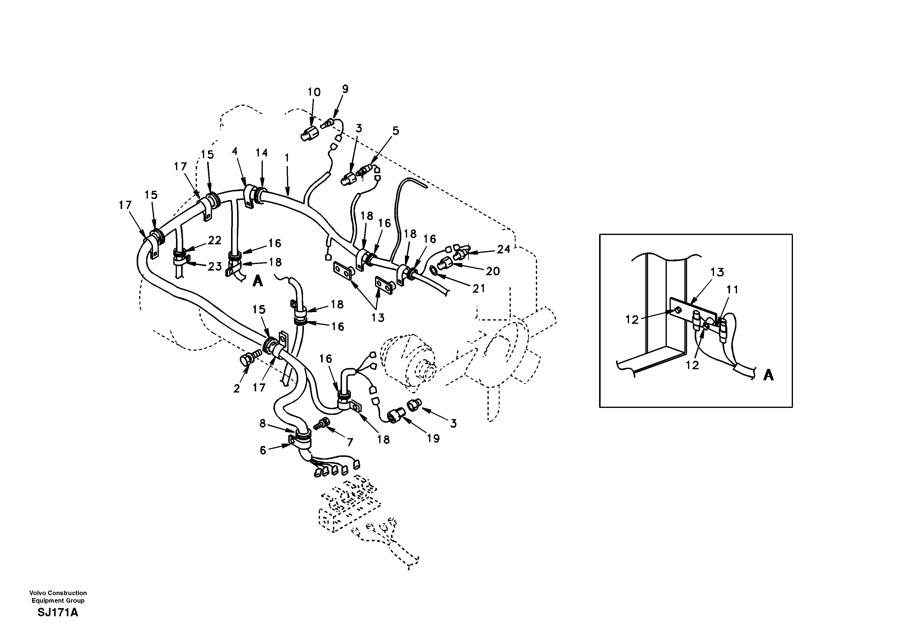 Cable harness, engine  EK04B002 USA/EUROPE,STD — volvo parts diagram