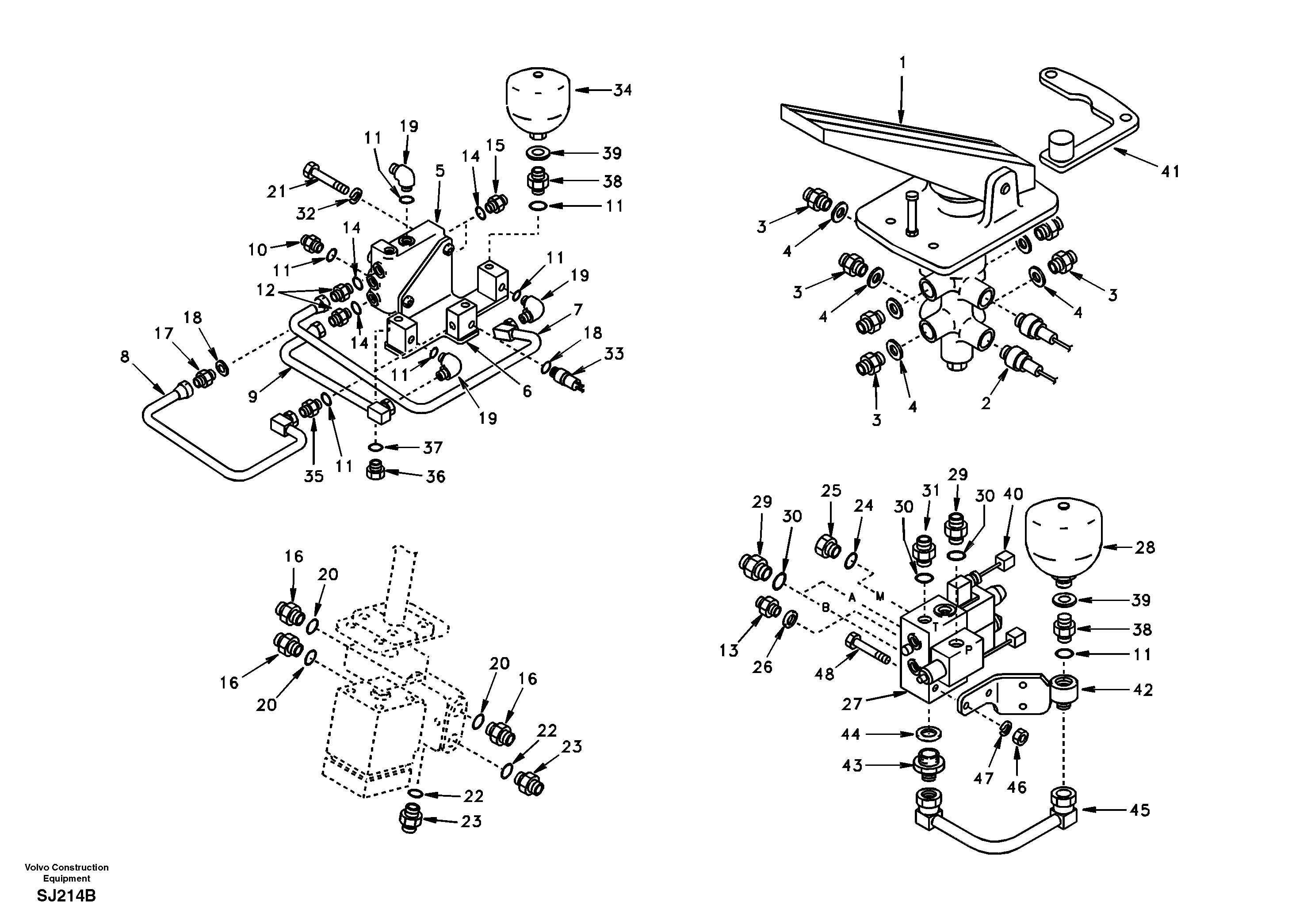Hydraulic system, upper brake line — volvo parts diagram