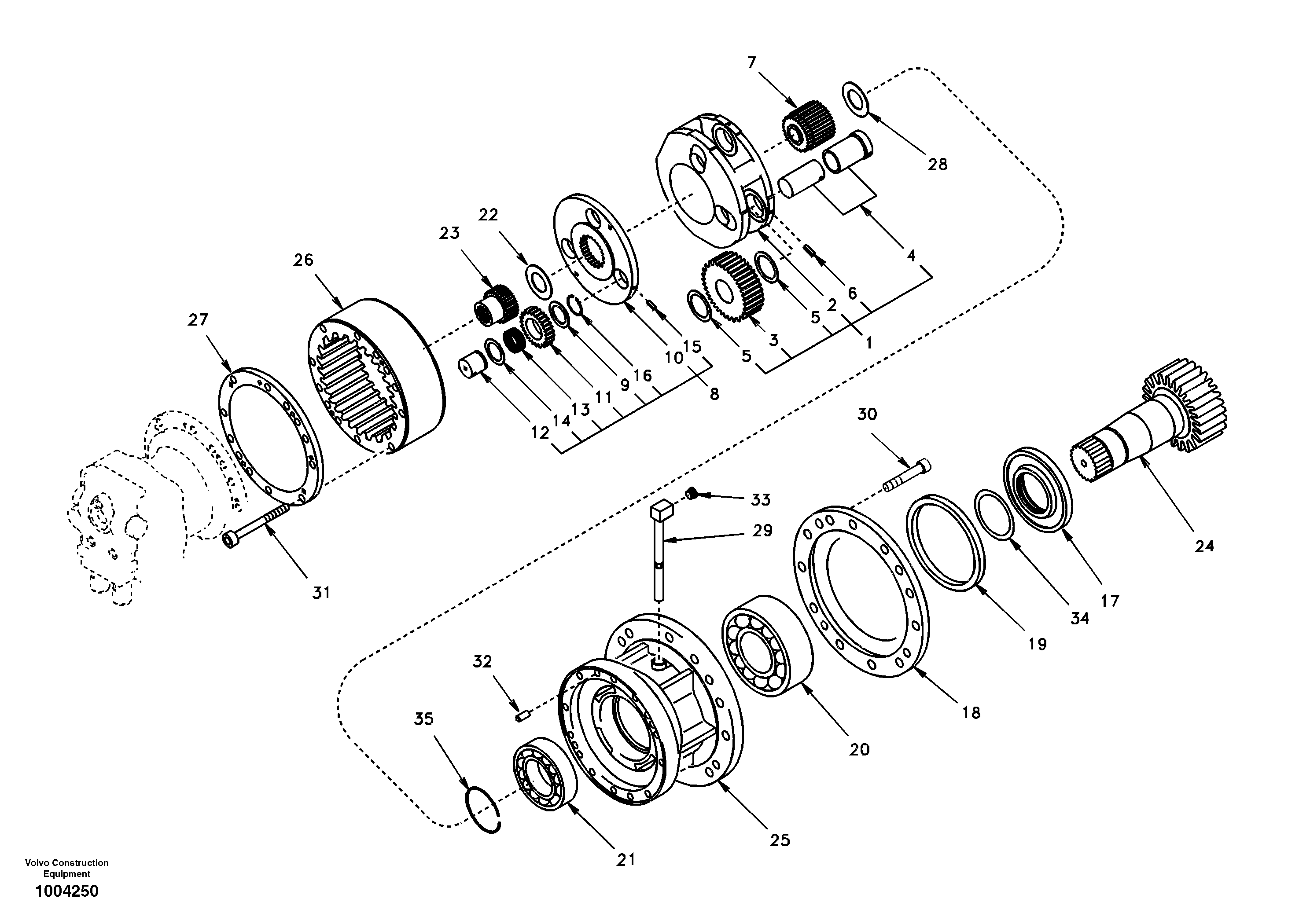 Swing gearbox — volvo parts diagram