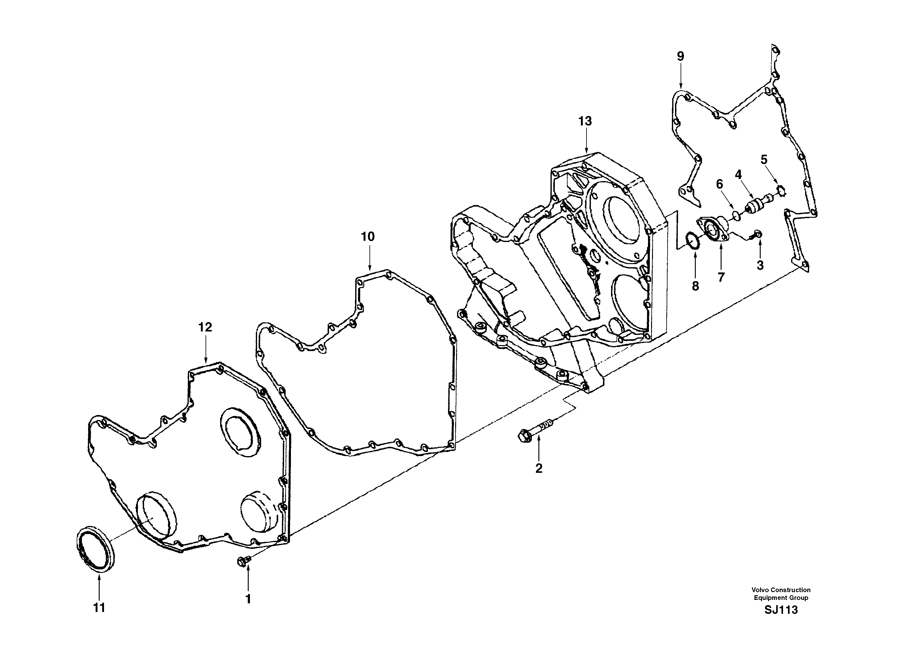 Timing gear casing — volvo parts diagram