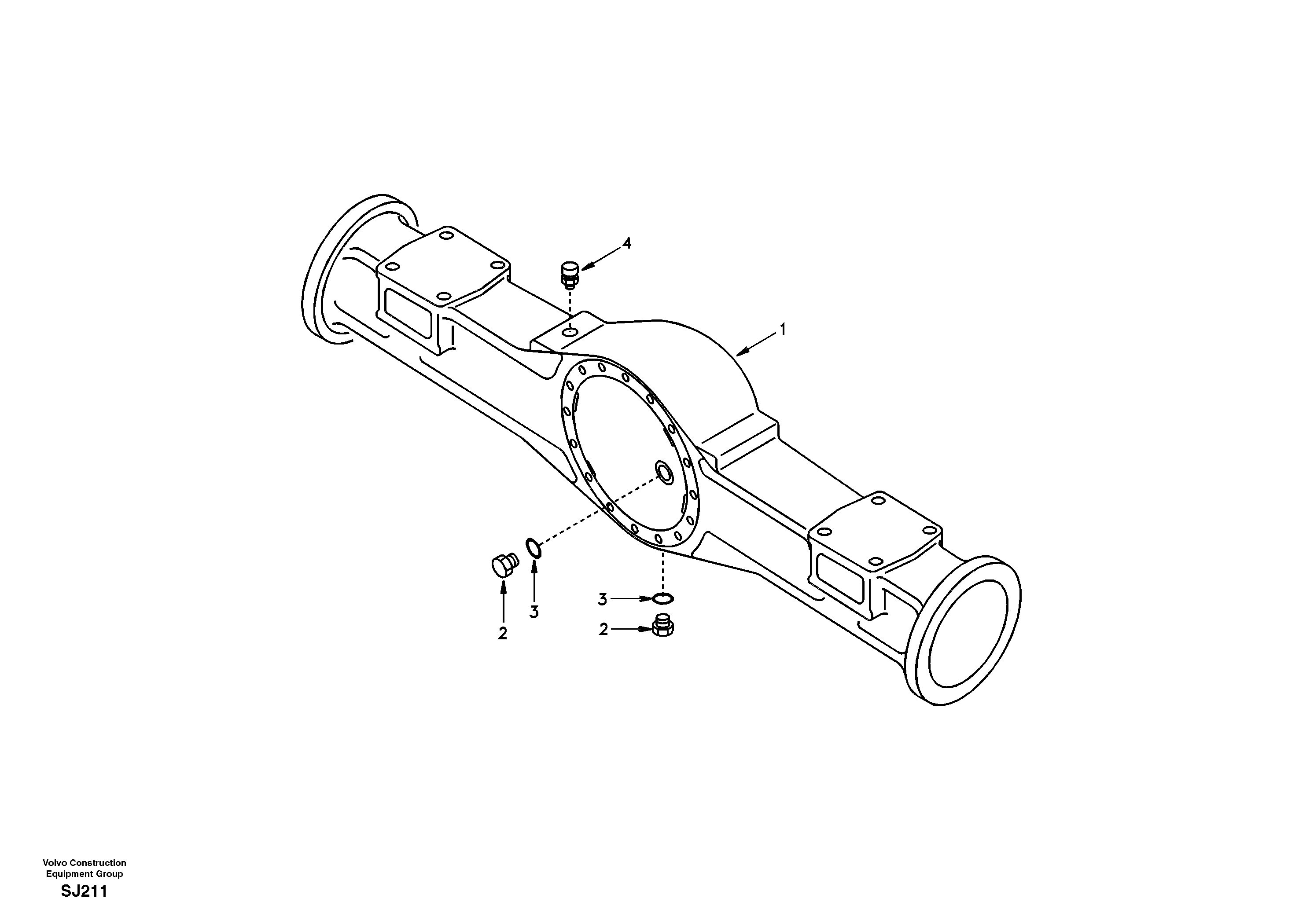 Housing, rear axle — volvo parts diagram