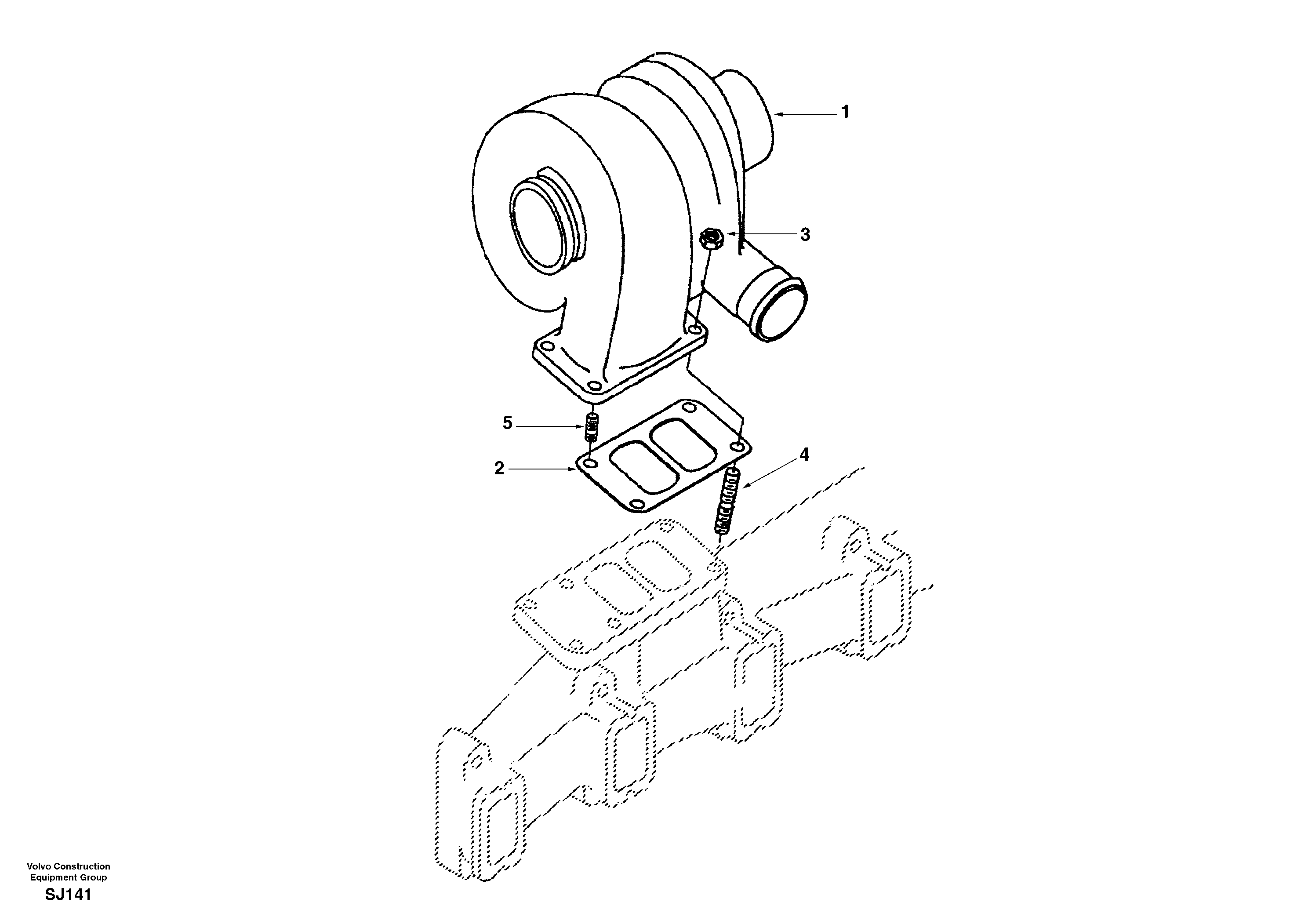 Turbocharger with fitting parts — volvo parts diagram