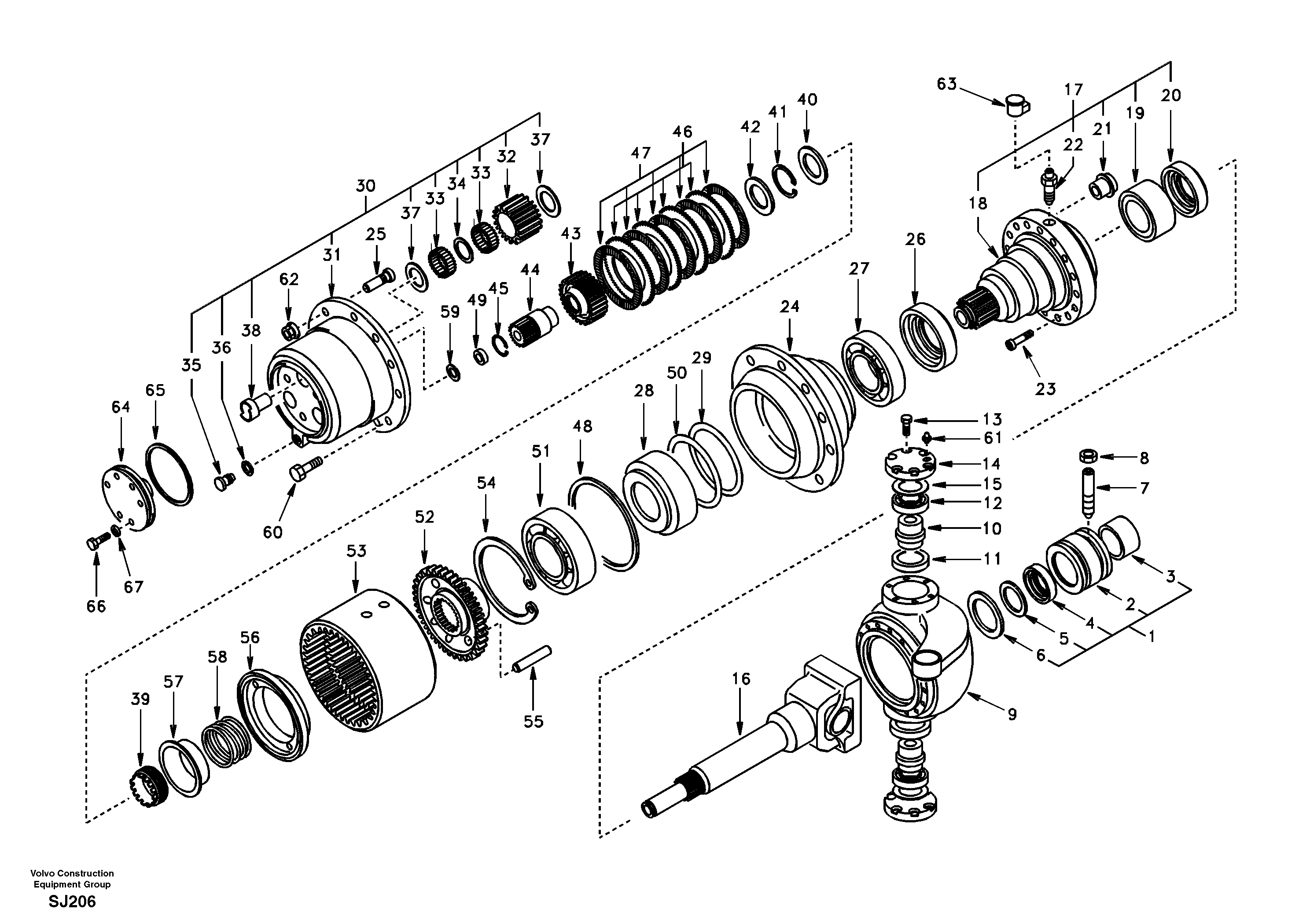 Hub reduction, front axle — volvo parts diagram