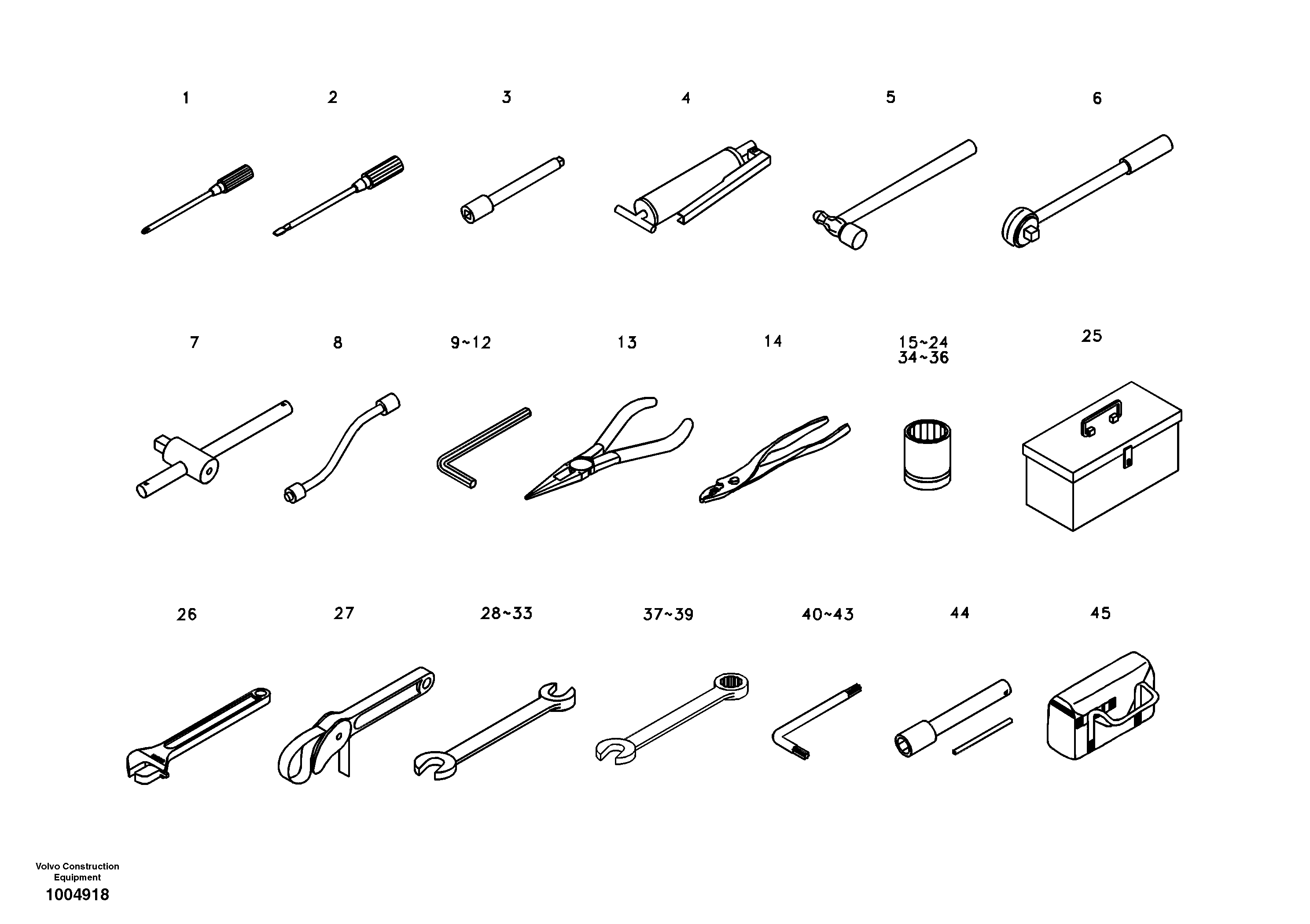 Tool  EK02A001 STD, 8277273 SER NO 3175- — volvo parts diagram