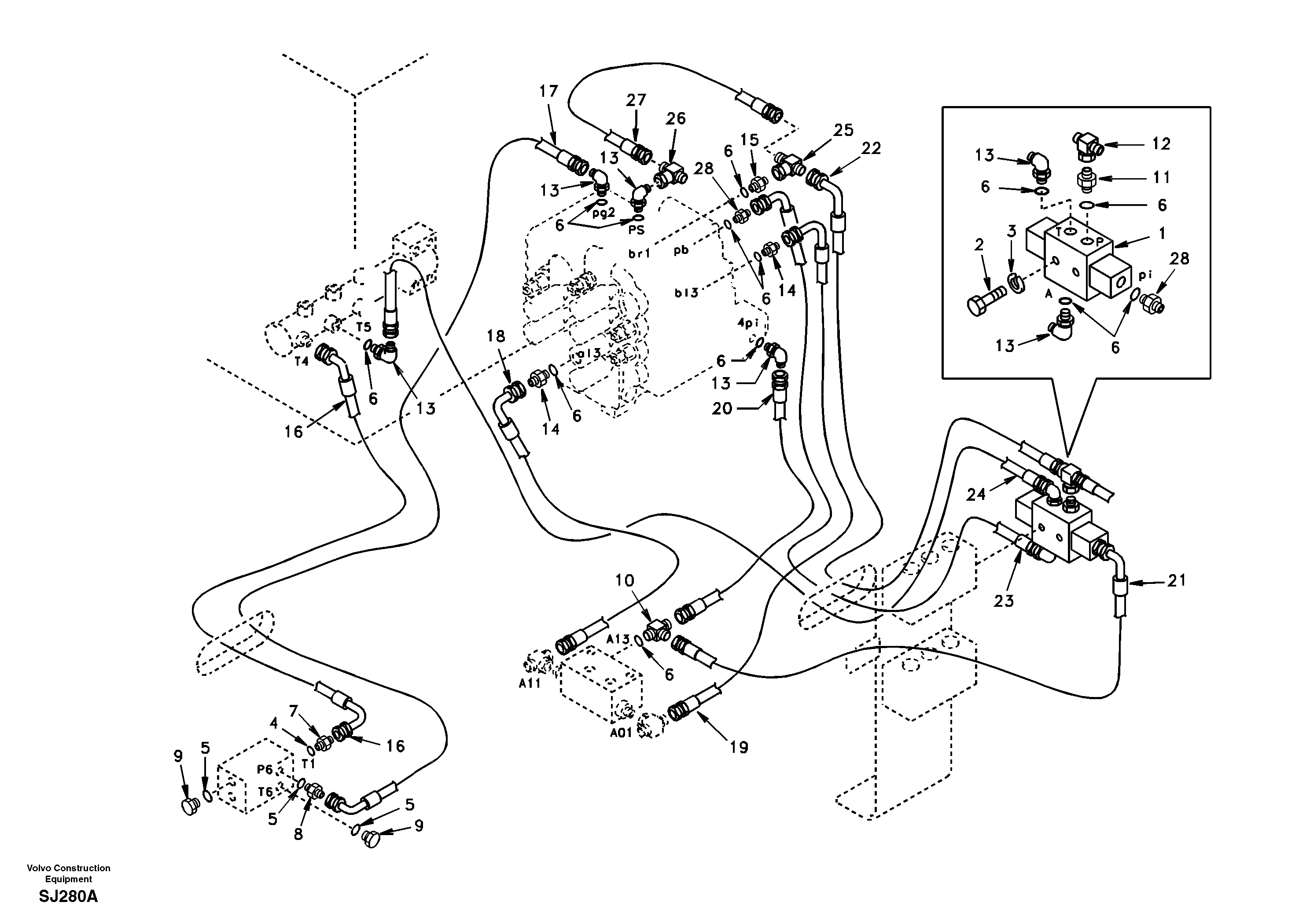 Servo hydraulics, return line tank — volvo parts diagram