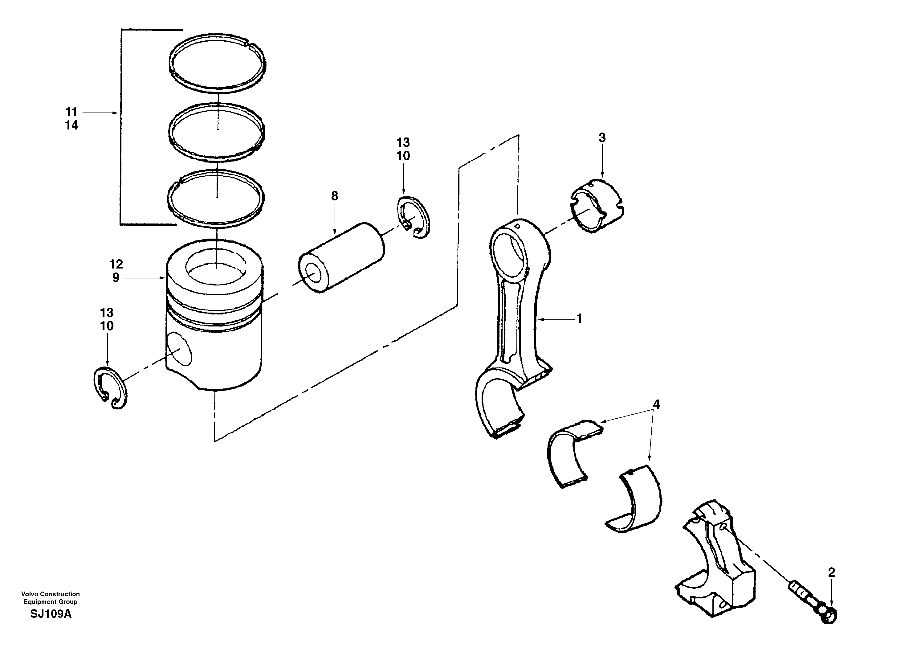 Connecting rod and piston — volvo parts diagram