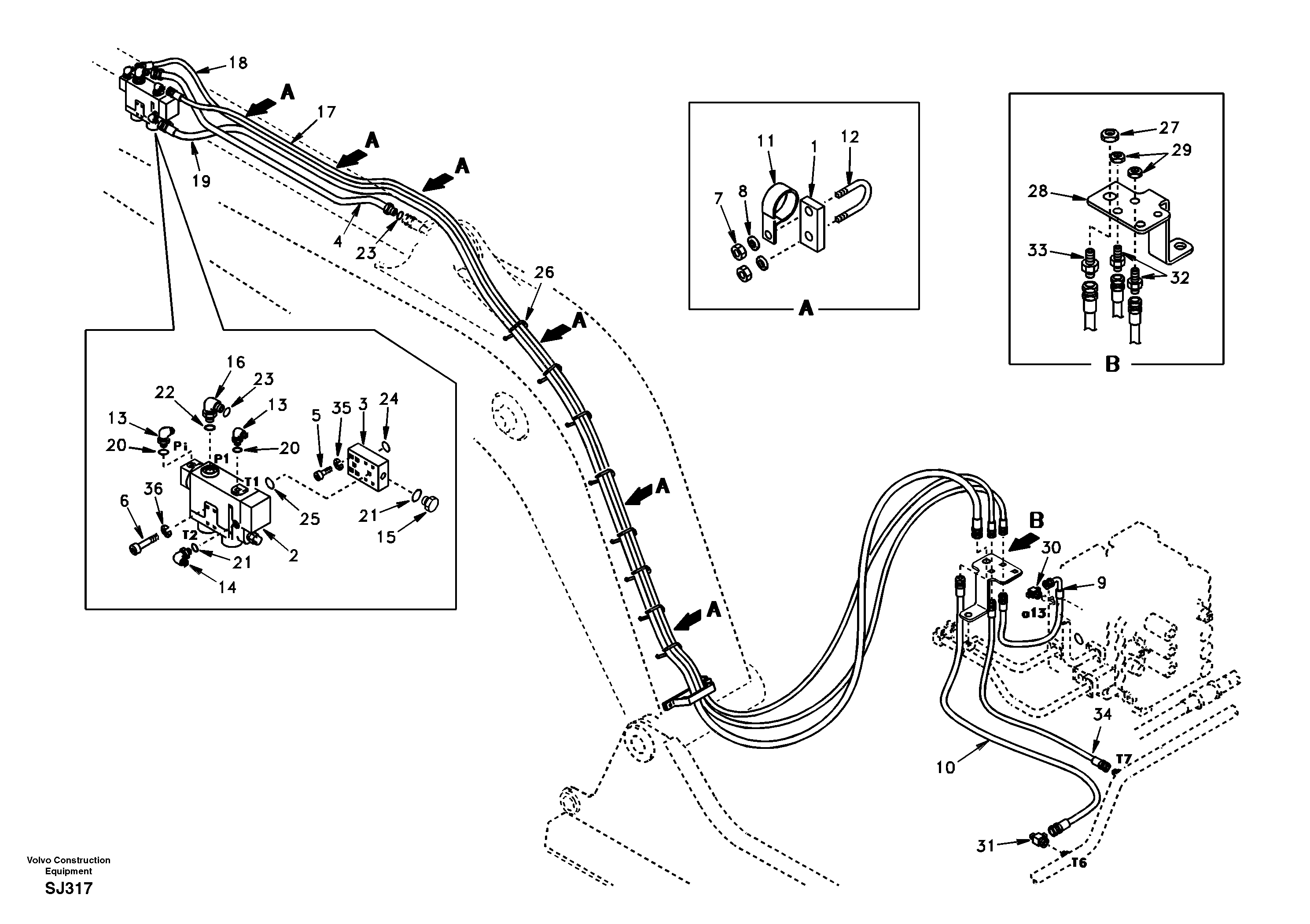 Working hydraulic, dipper arm rupture — volvo parts diagram