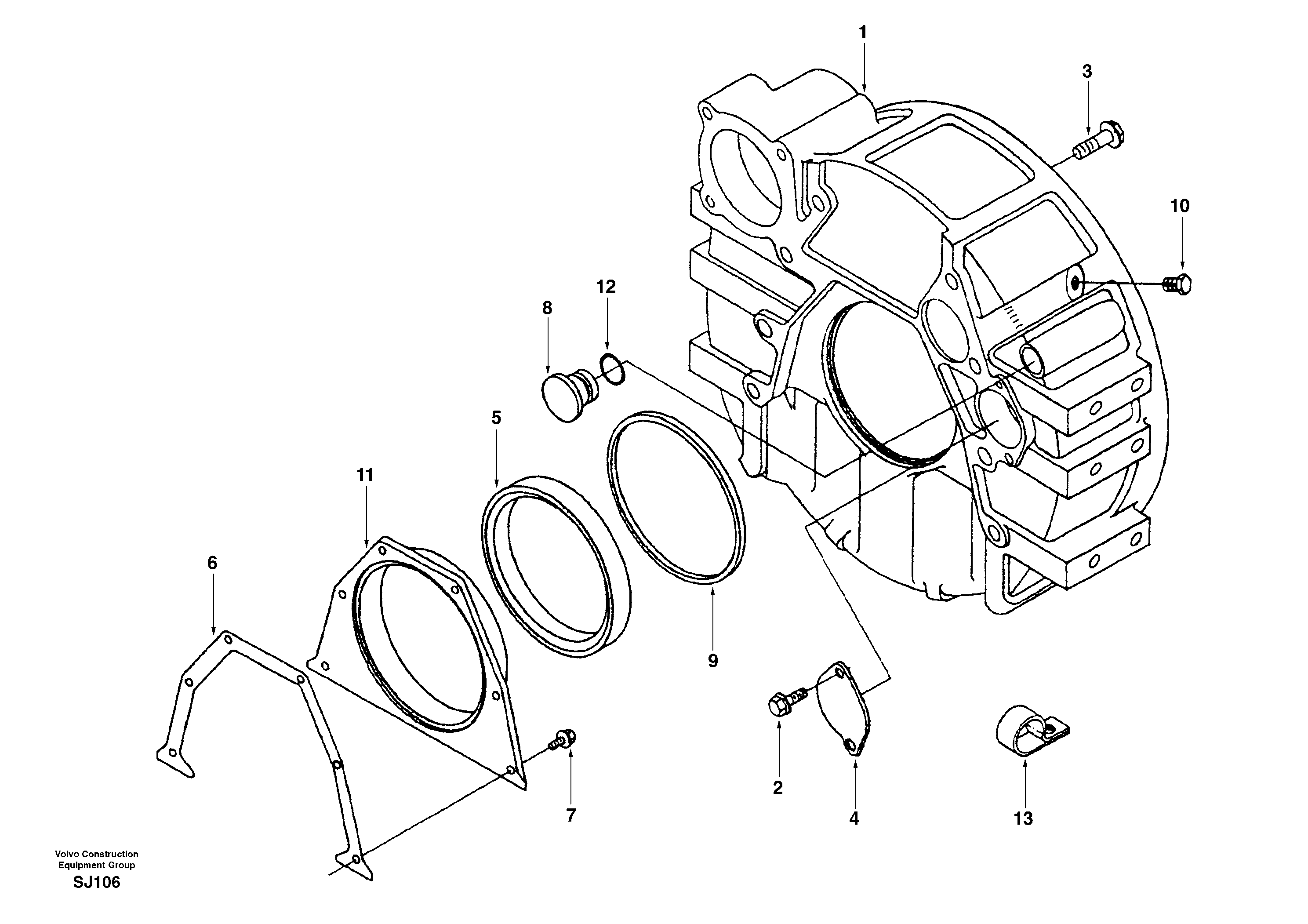 Flywheel housing — volvo parts diagram
