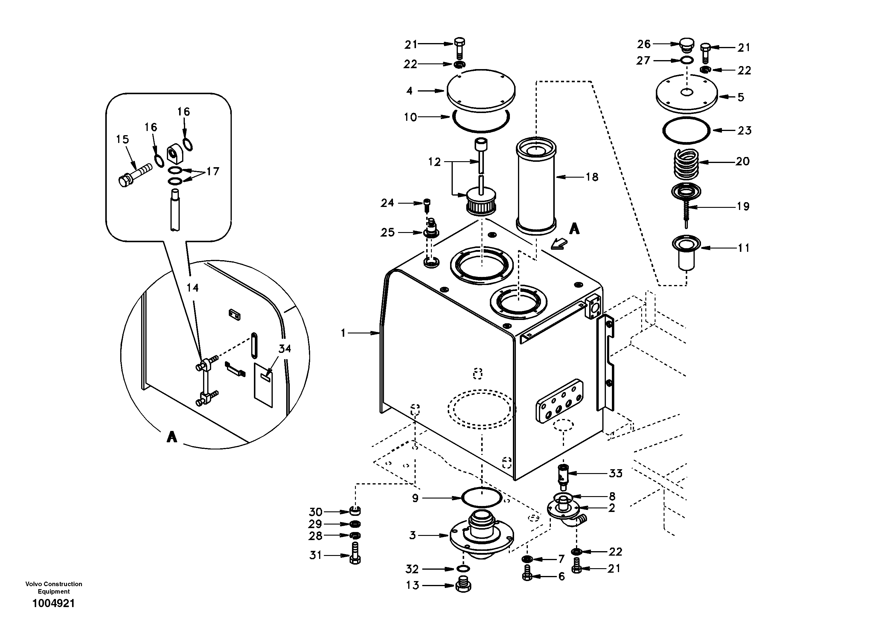 Hydraulic oil tank — volvo parts diagram