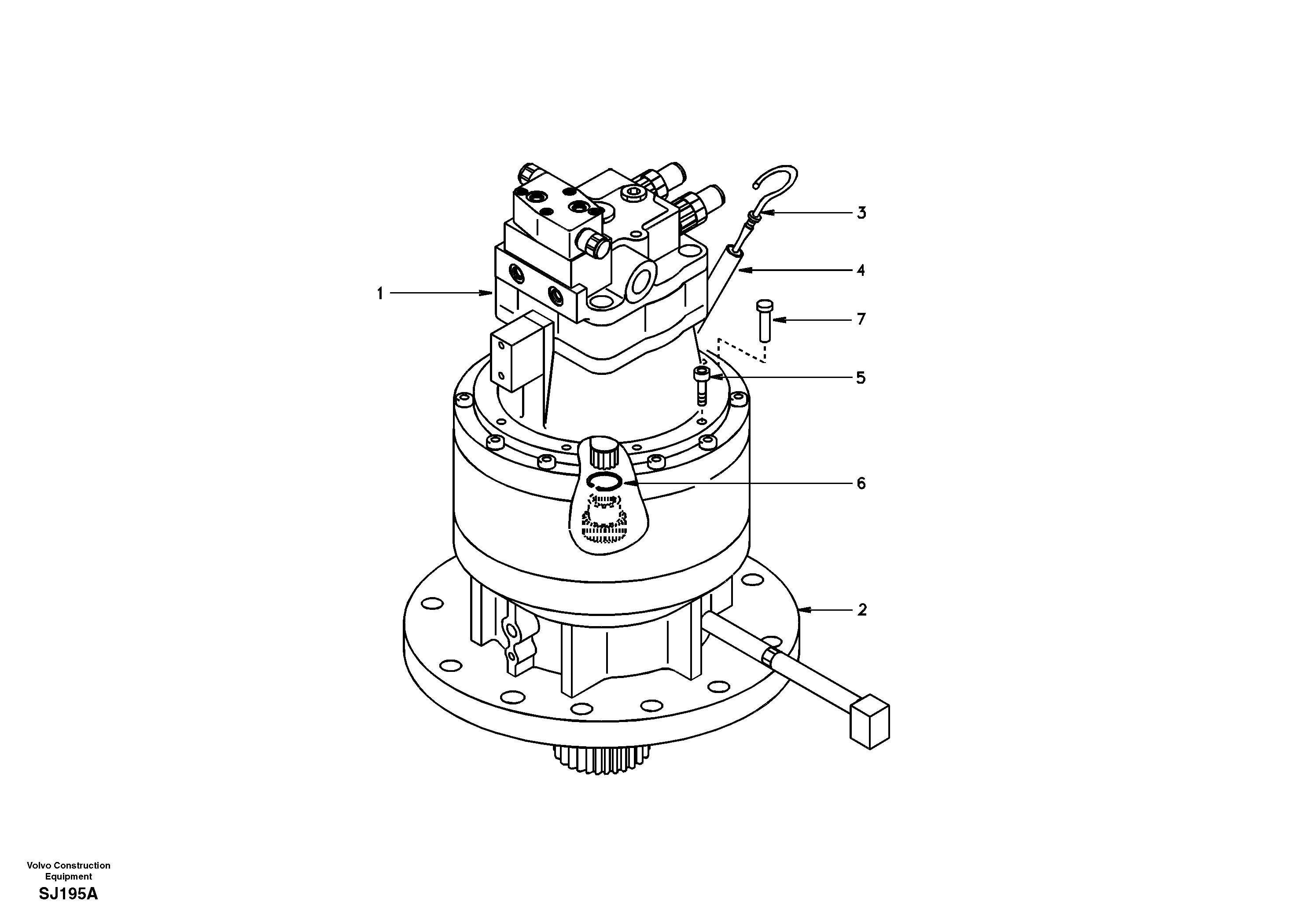 Swing motor with mounting parts — volvo parts diagram