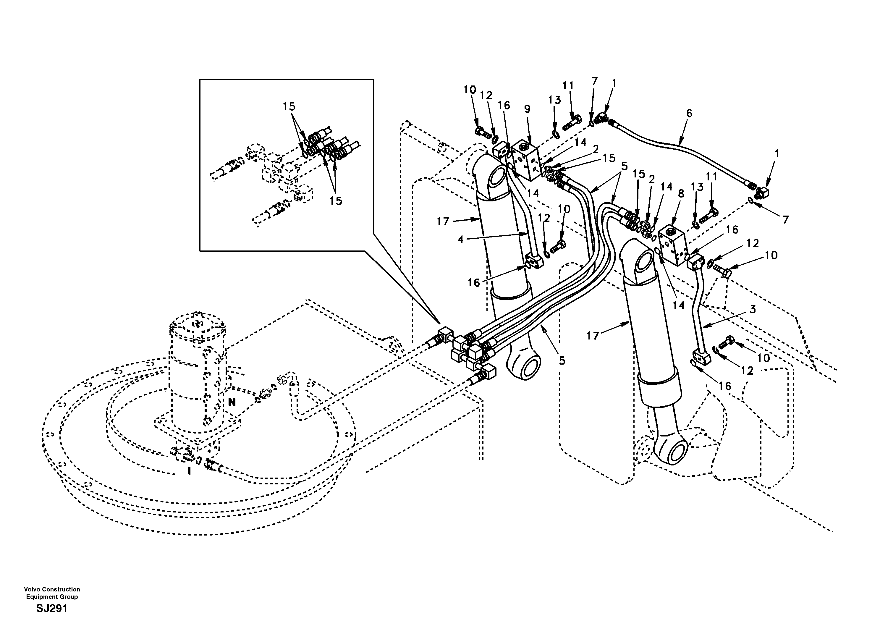 Working hydraulic, rear dozer blade  EK13C001 STD(EXCL EUROPE) — volvo parts diagram